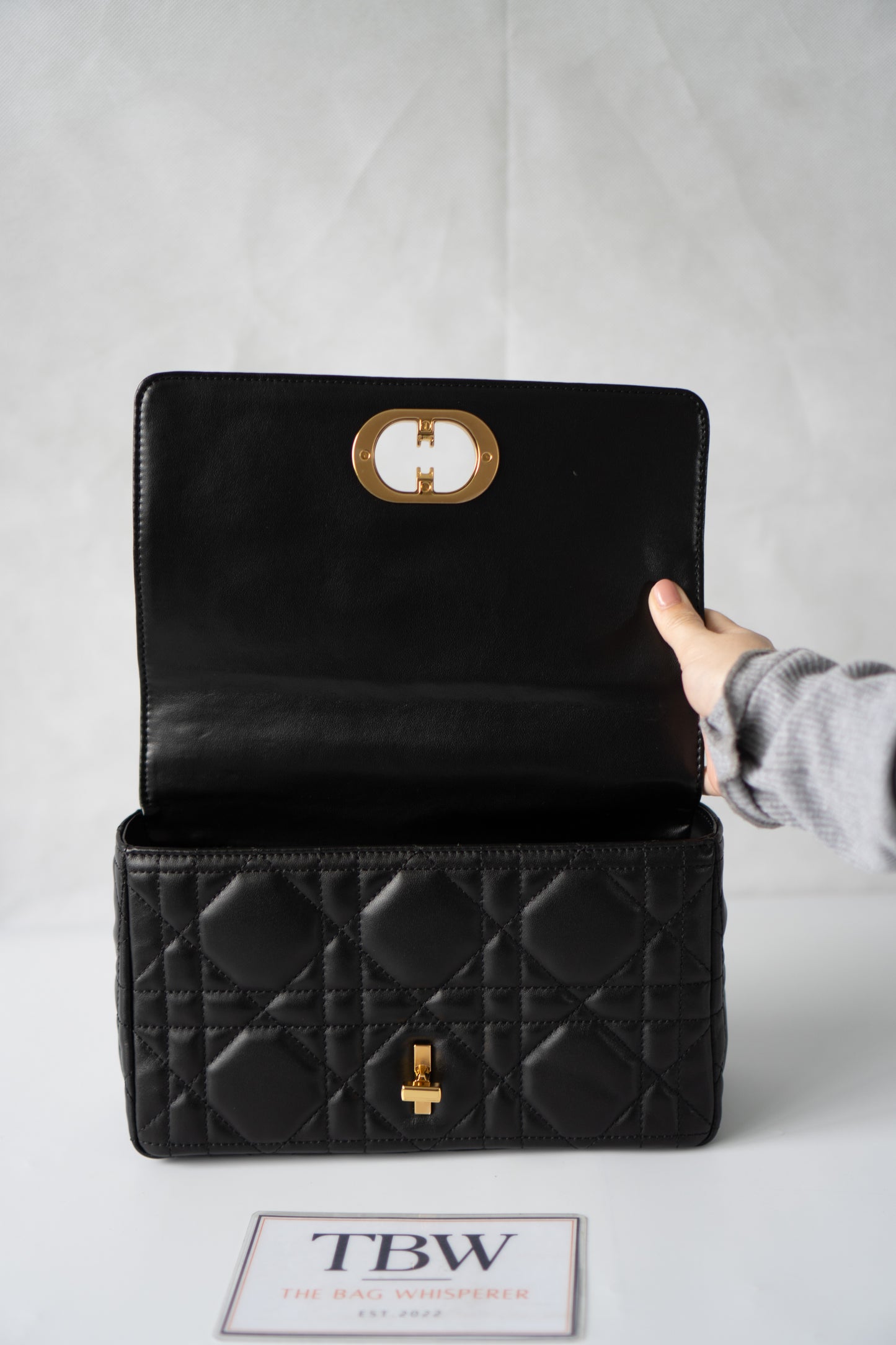 Caro Medium Bag – Black Cannage Calfskin