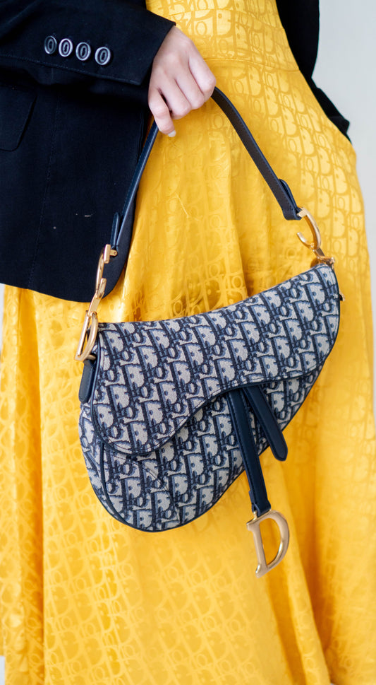 Saddle Oblique Jacquard canvas with calfskin leather