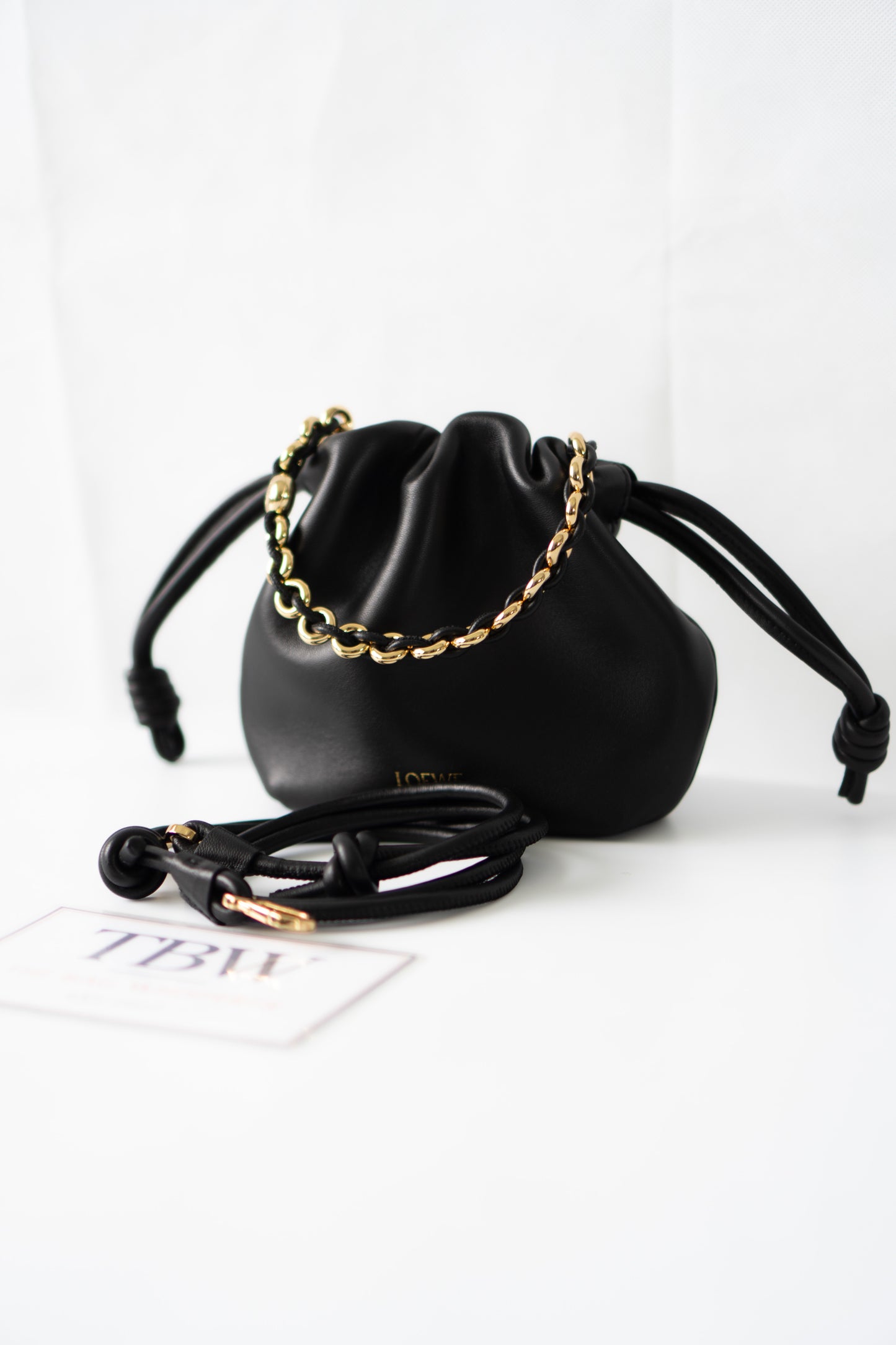 Flamenco Chain Pouch – Black Nappa Calfskin
