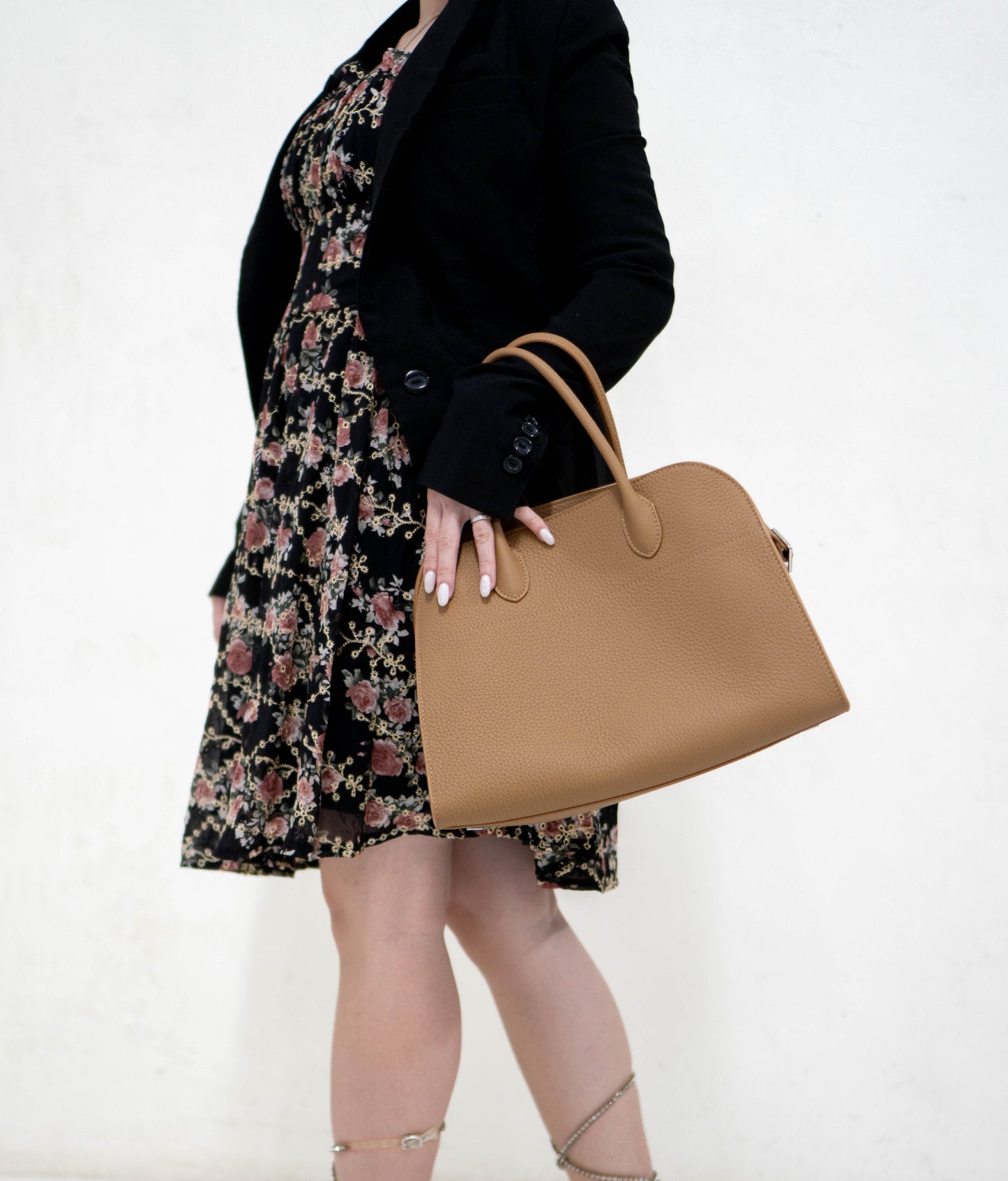 Margaux 12 matte grained calfskin leather in Light Camel