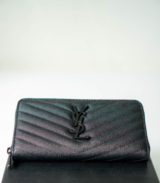 YSL Monogram Quilted Zip-Around Wallet