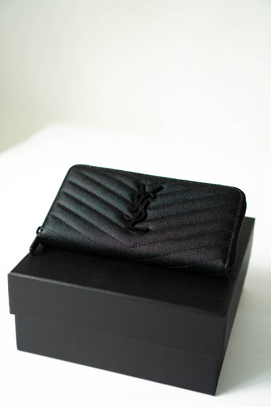 Y Monogram Quilted Zip-Around Wallet