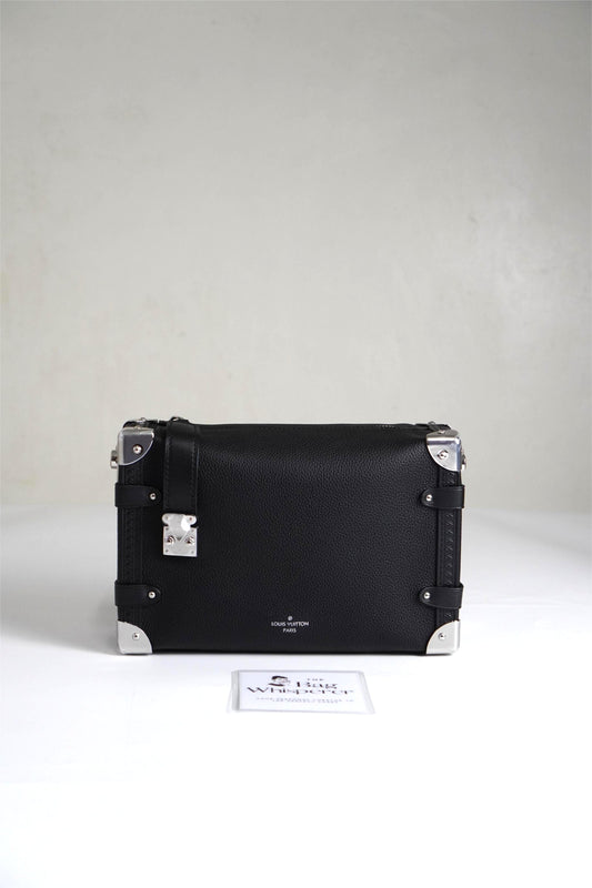 Side Trunk Bag in Black Empreinte leather