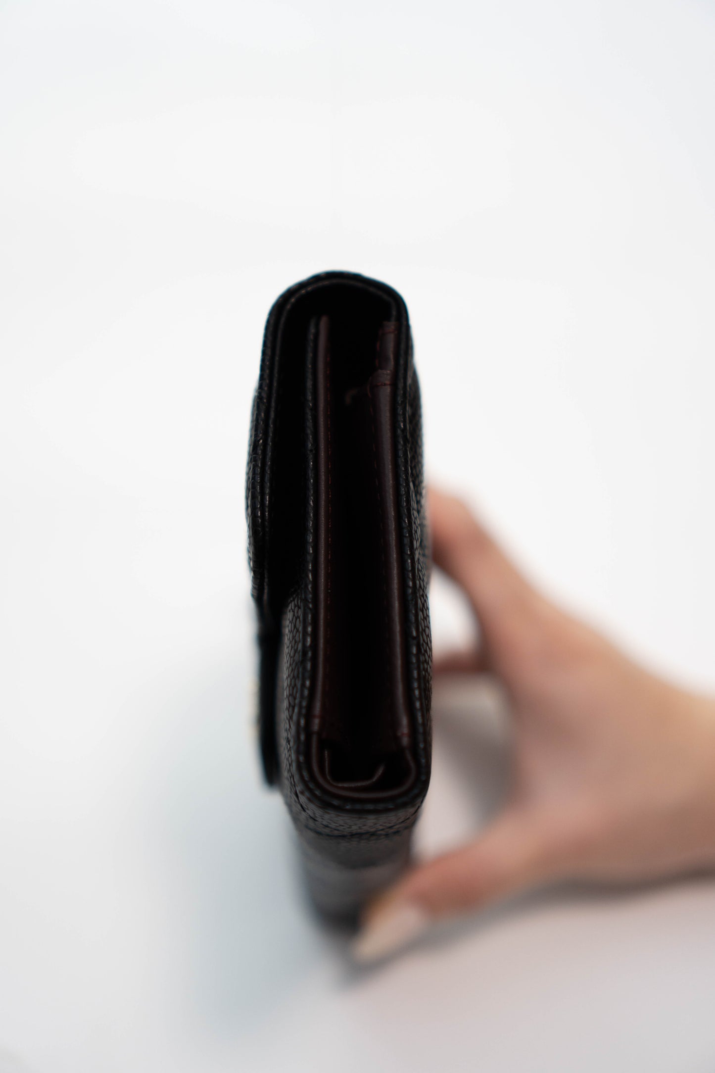 Classic Flap Medium compact wallet in Black Caviar with Gold Hardware