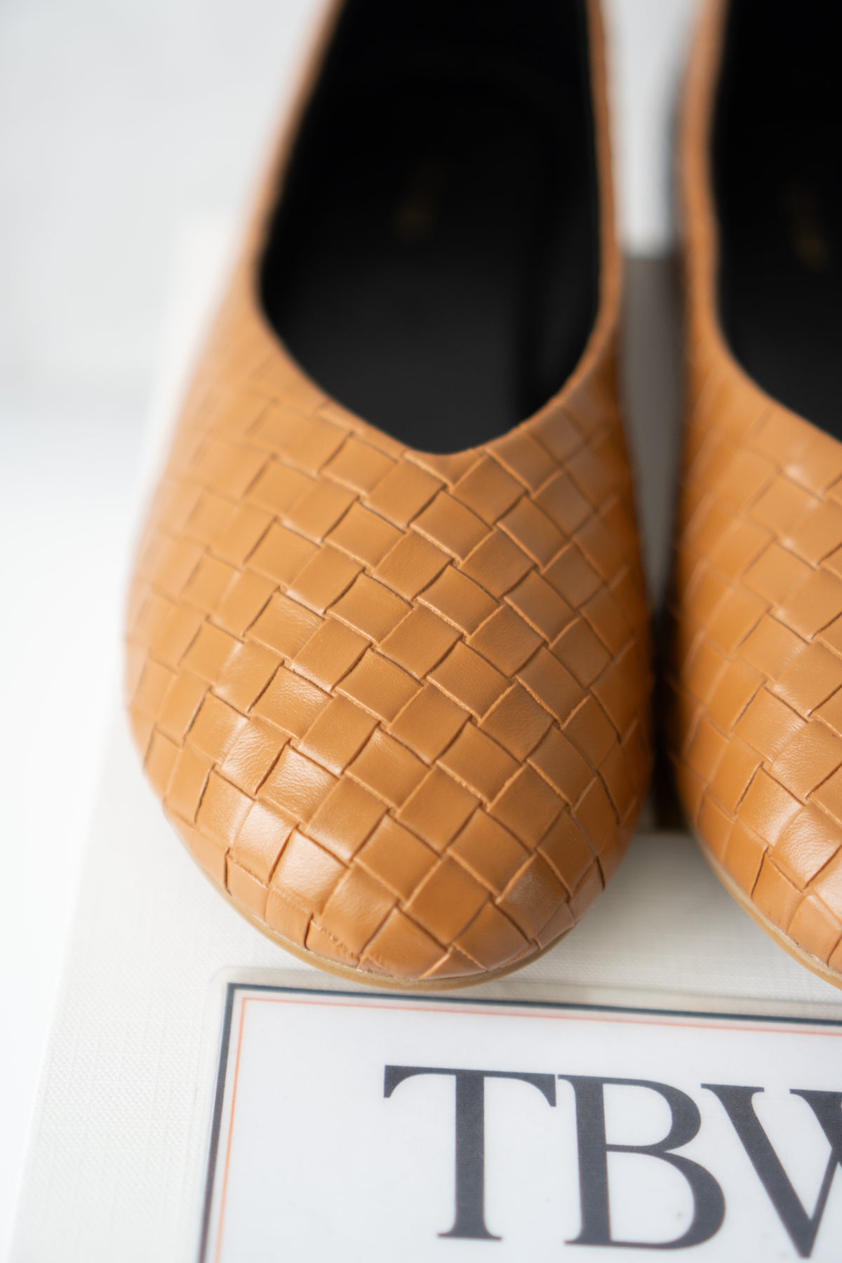 ROW Woven Ballet Flats – Tan Leather