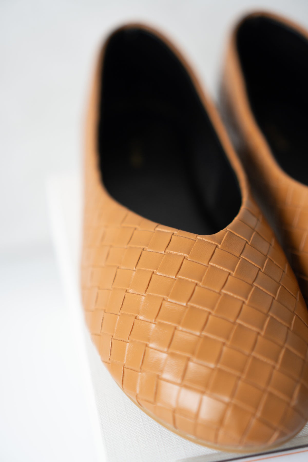 ROW Woven Ballet Flats – Tan Leather