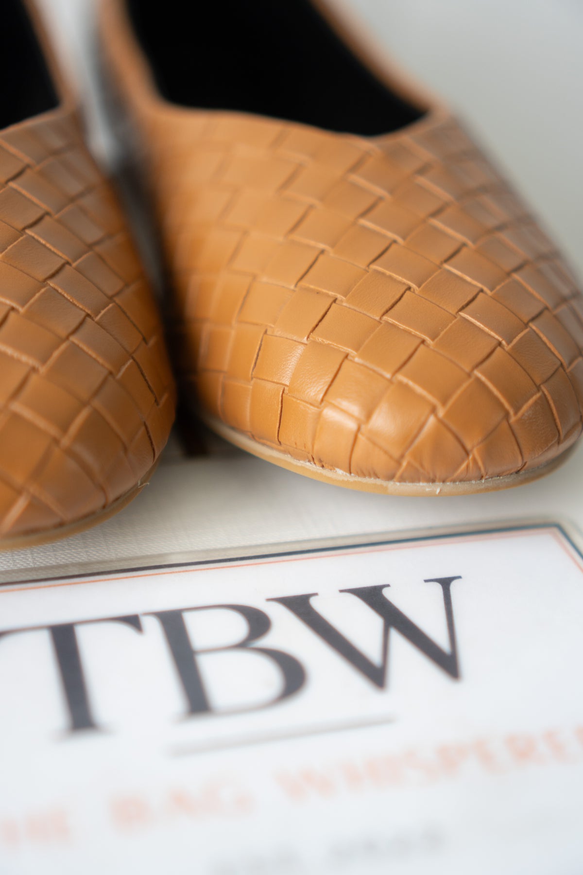 ROW Woven Ballet Flats – Tan Leather