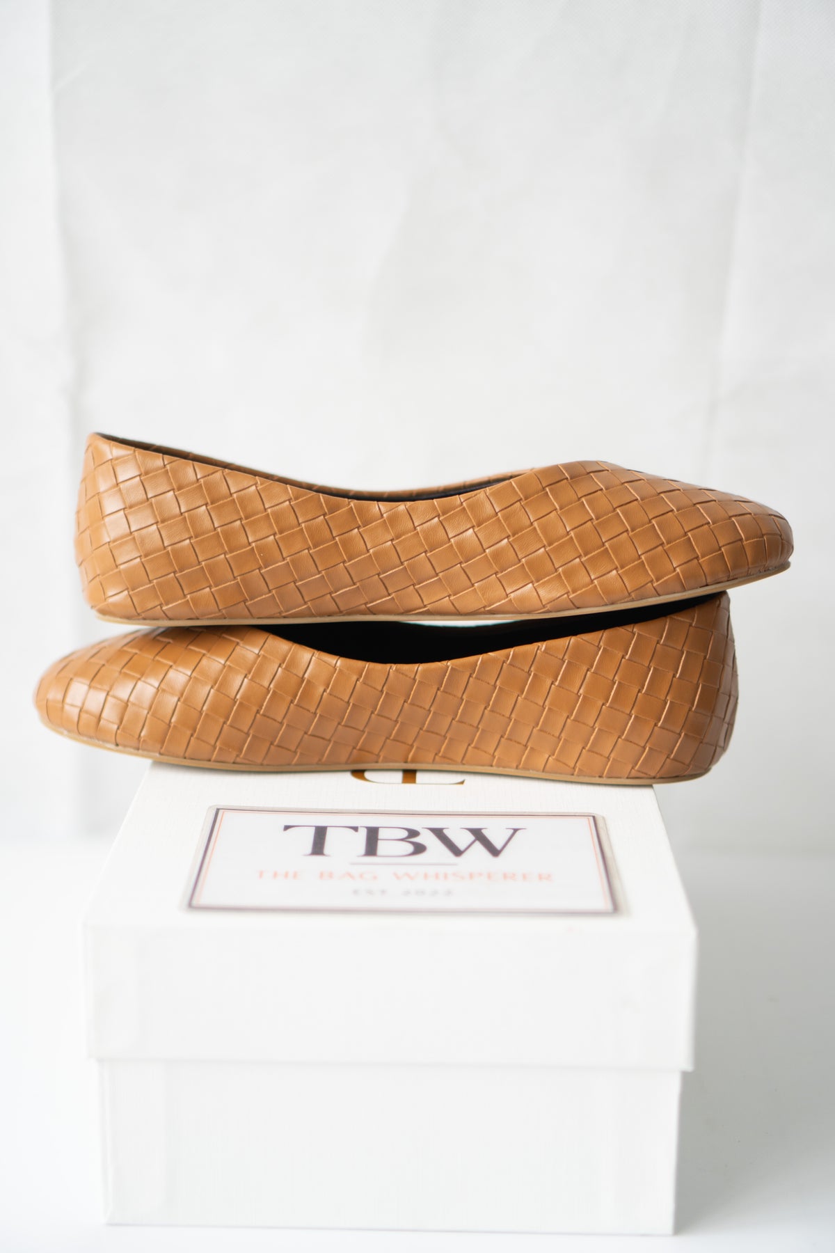 ROW Woven Ballet Flats – Tan Leather