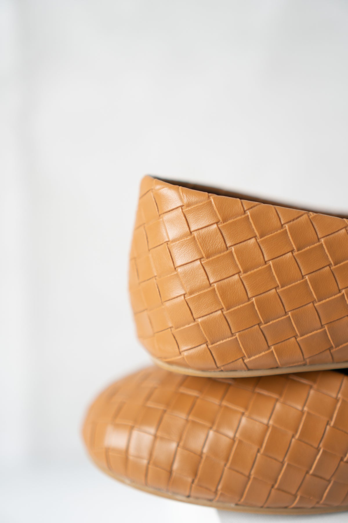 ROW Woven Ballet Flats – Tan Leather