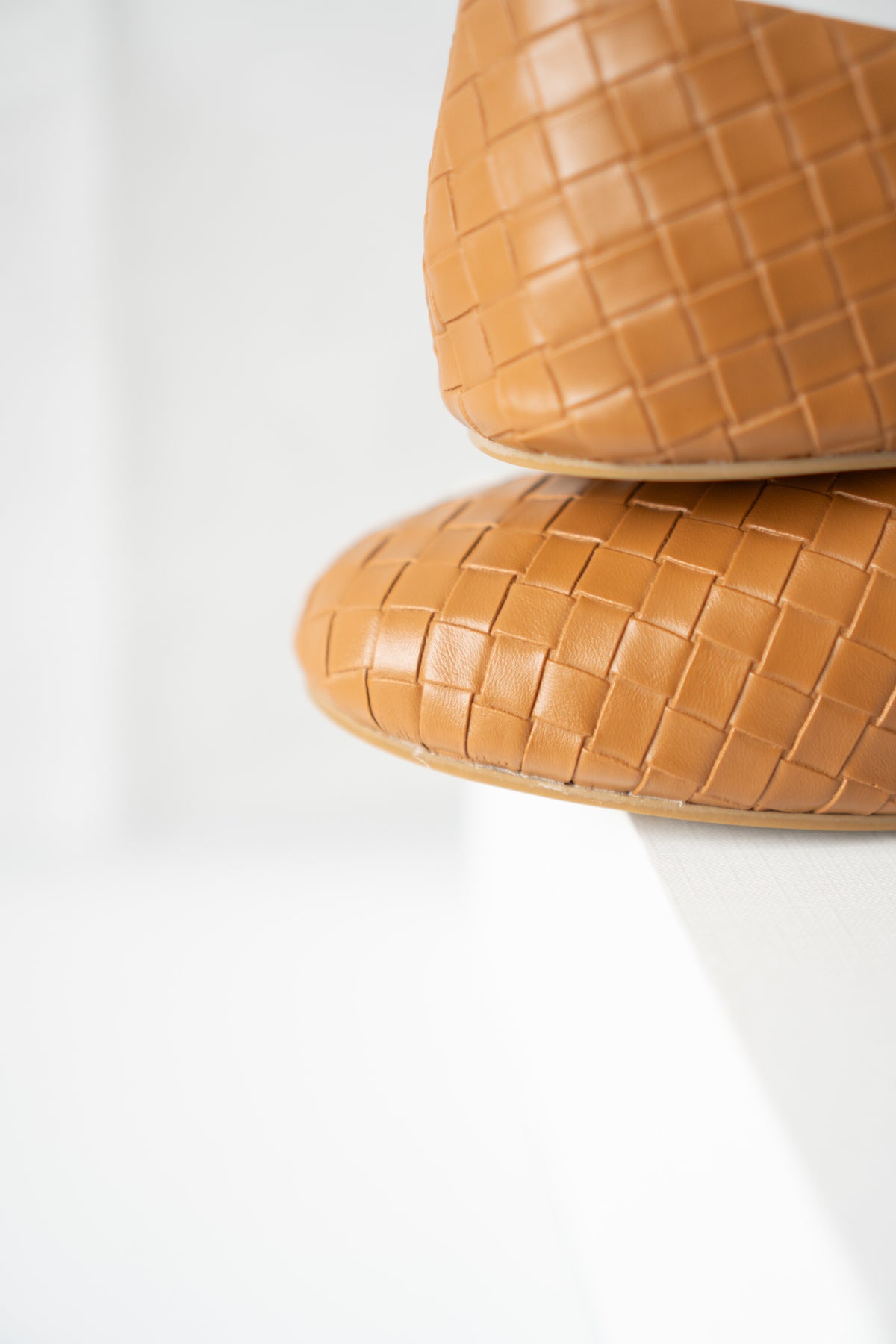 ROW Woven Ballet Flats – Tan Leather