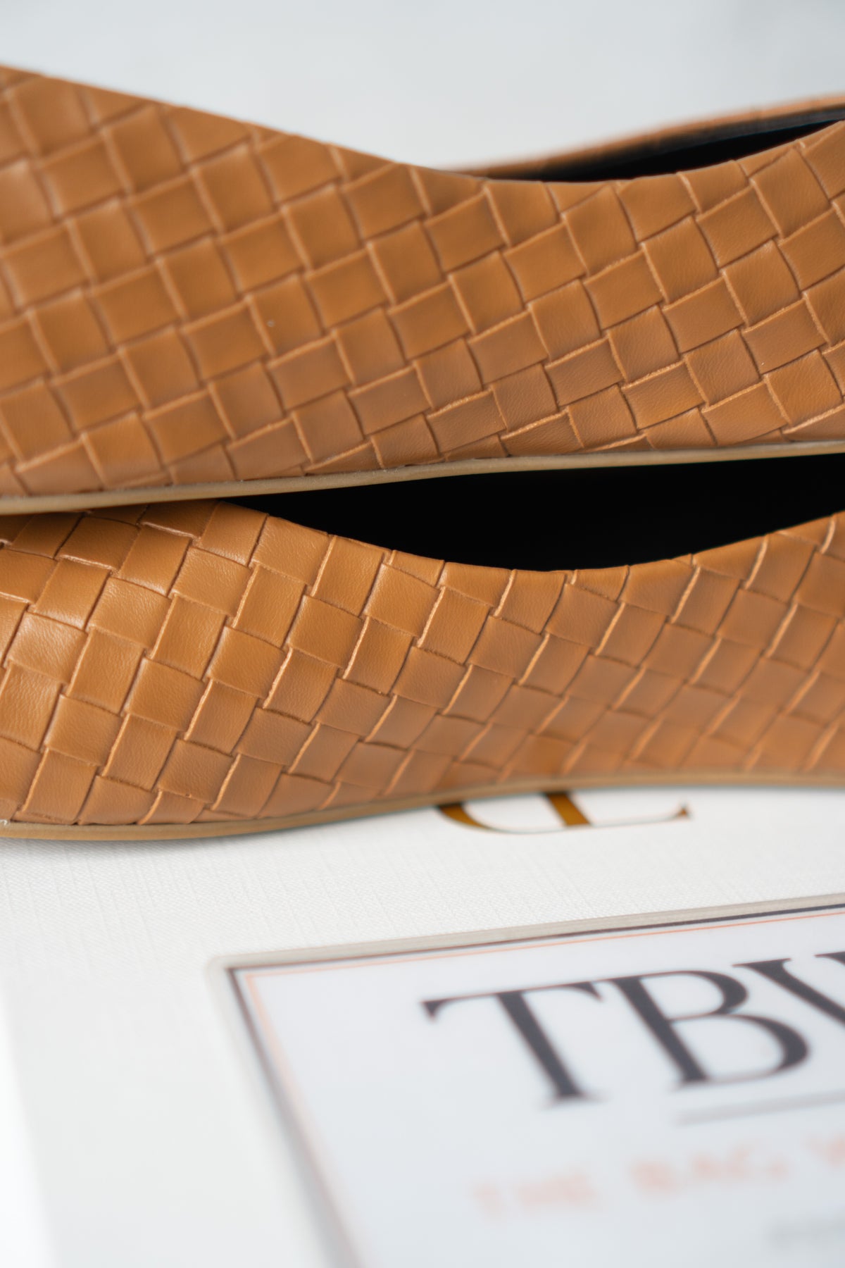 ROW Woven Ballet Flats – Tan Leather