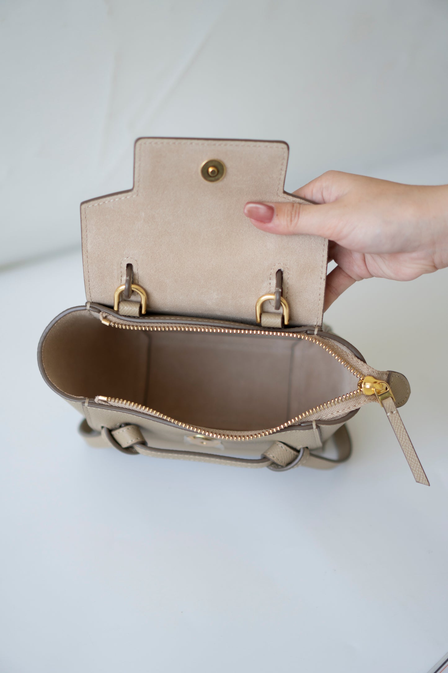 Nano Belt Bag – Light Taupe Calfskin