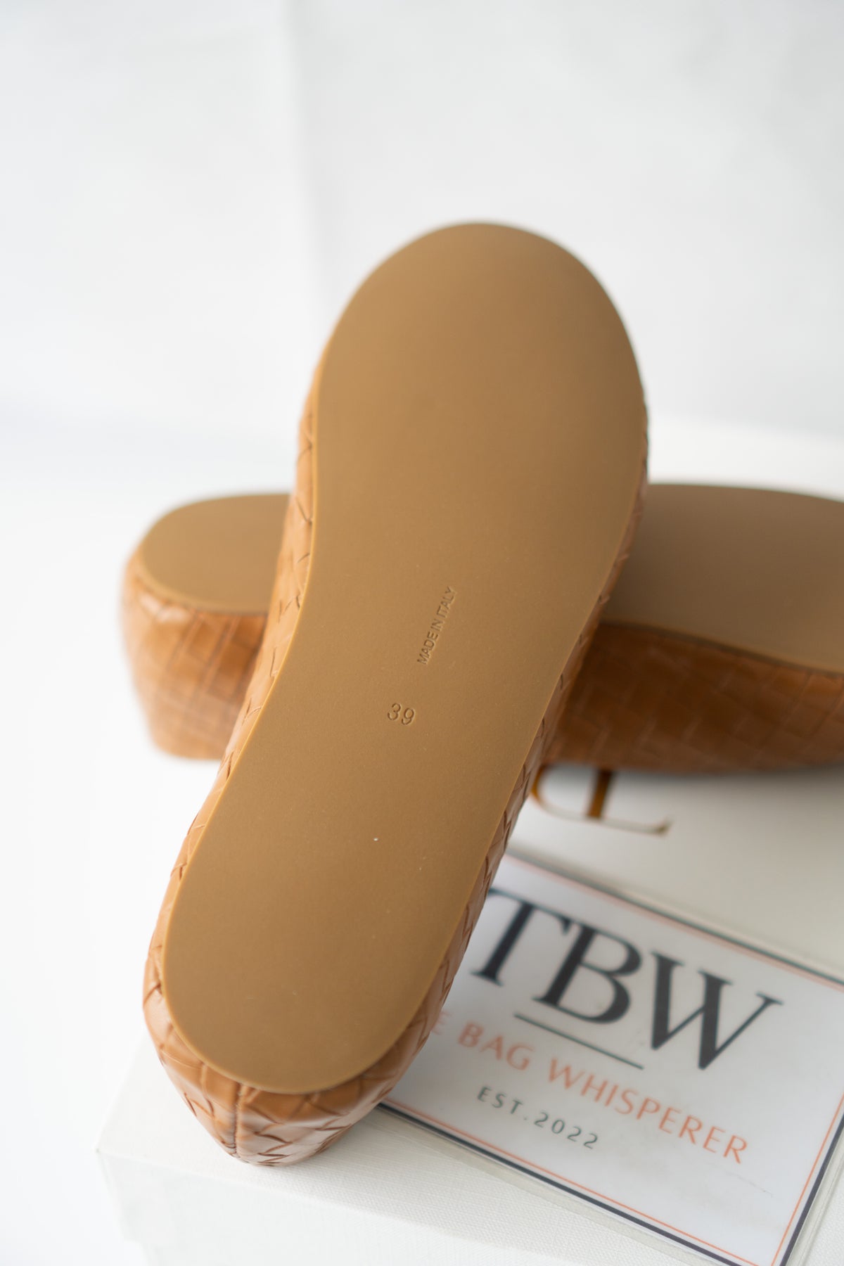 ROW Woven Ballet Flats – Tan Leather
