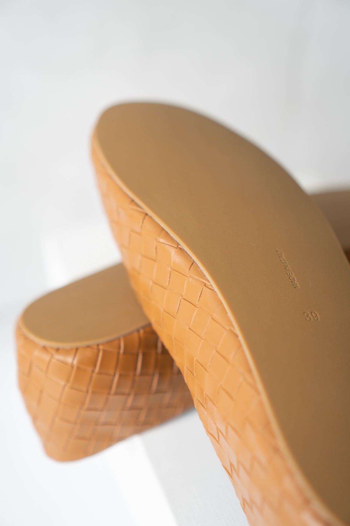 ROW Woven Ballet Flats – Tan Leather