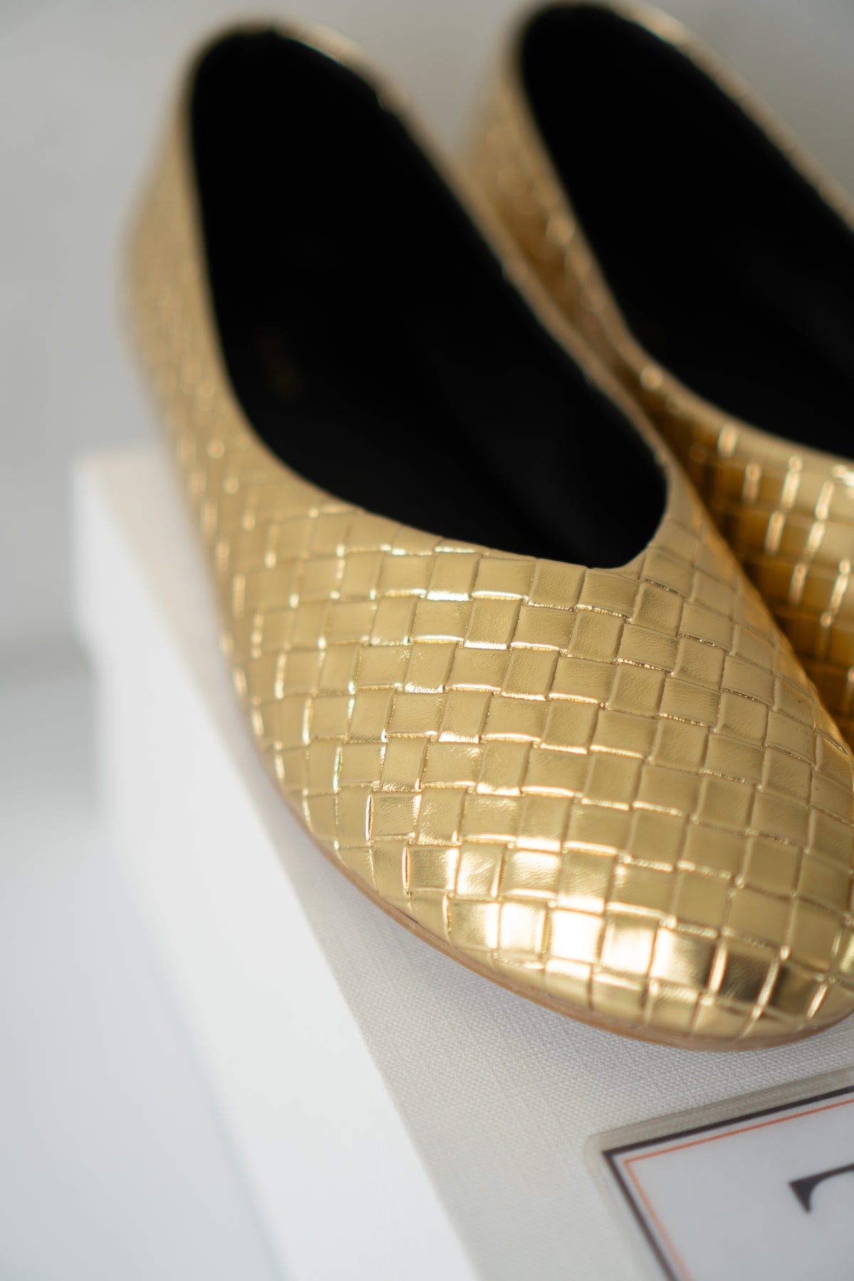 ROW Woven Ballet Flats – Gold Leather
