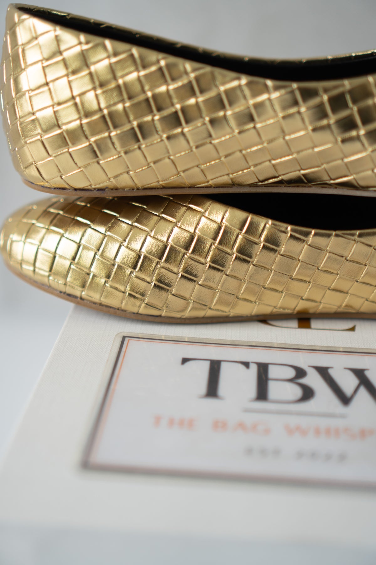 ROW Woven Ballet Flats – Gold Leather