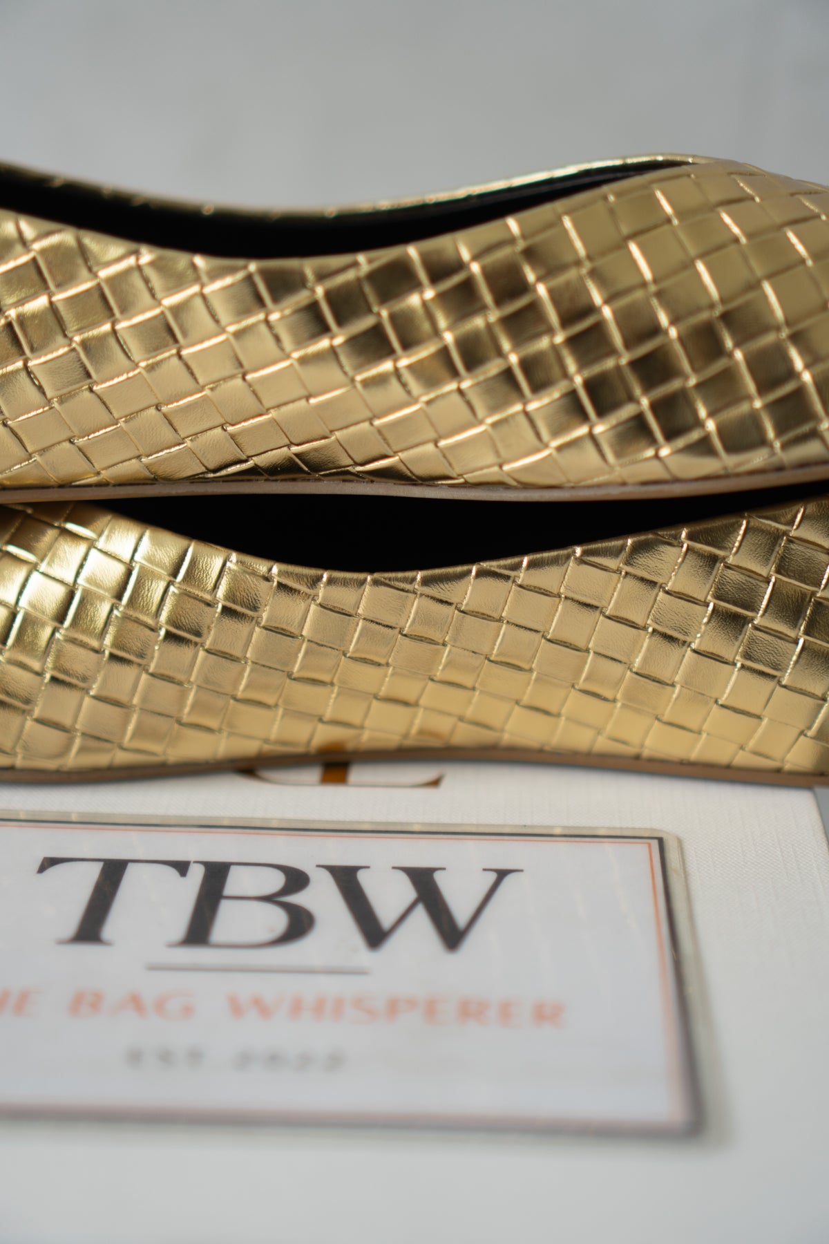 ROW Woven Ballet Flats – Gold Leather