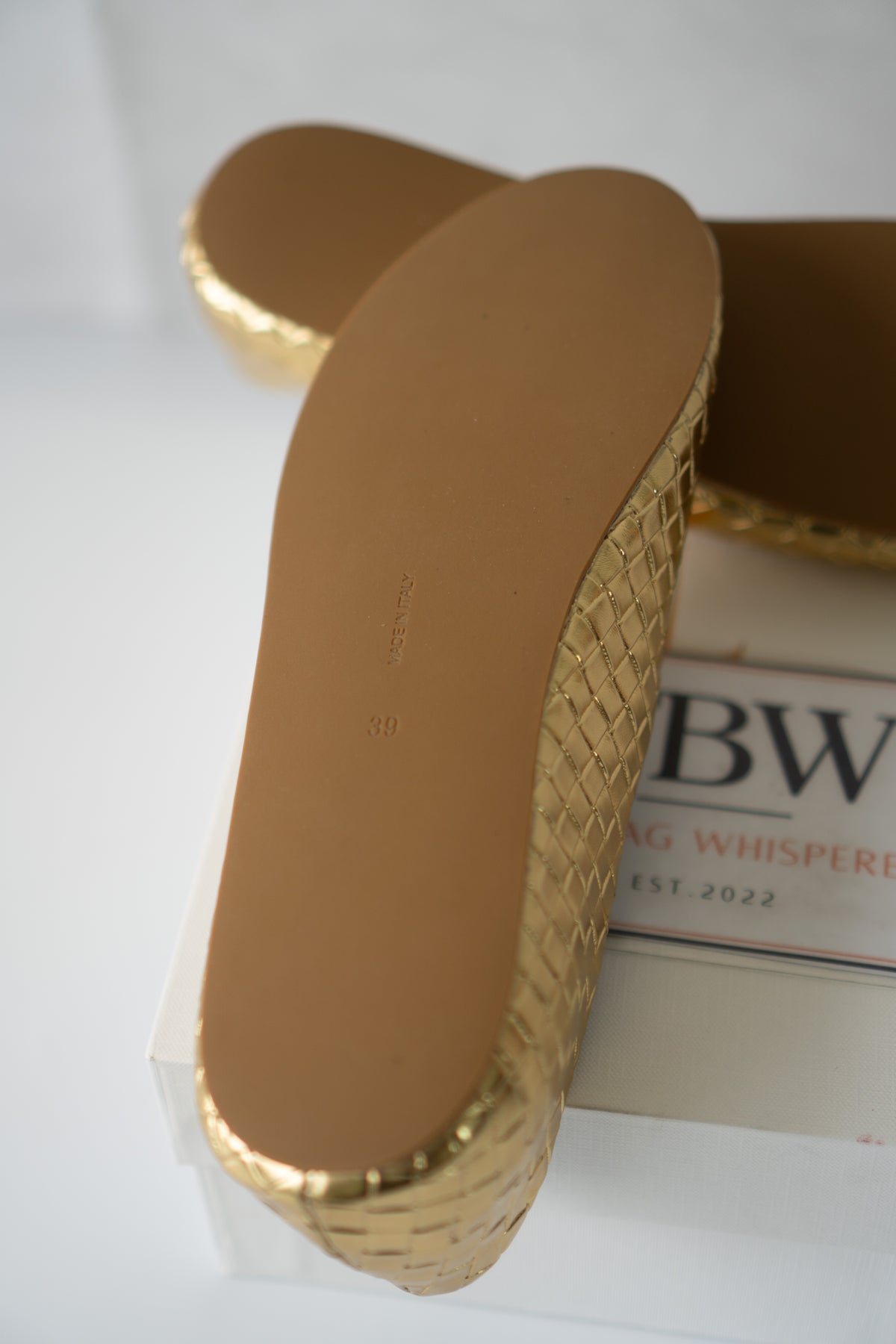 ROW Woven Ballet Flats – Gold Leather