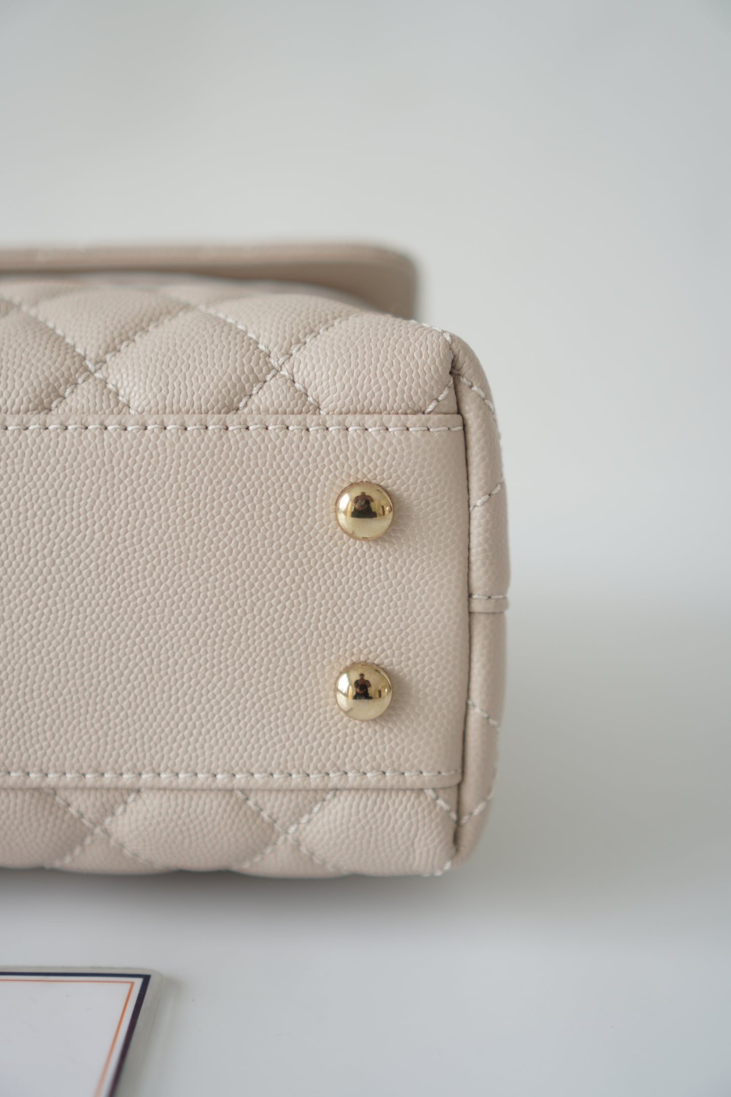 Coco Handle Small – Apricot Caviar with Light Gold Hardware