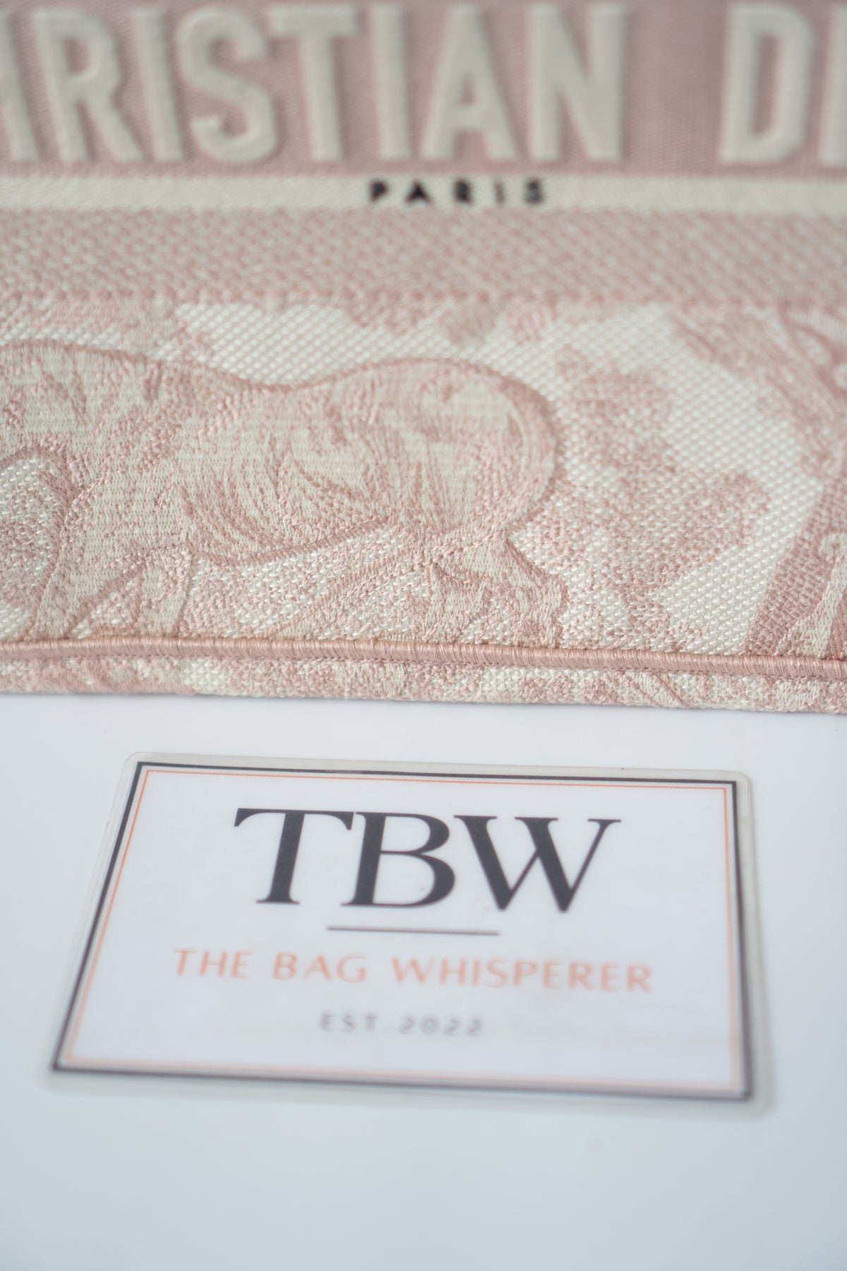 Medium Book Tote – Pink Toile de Jouy Embroidery