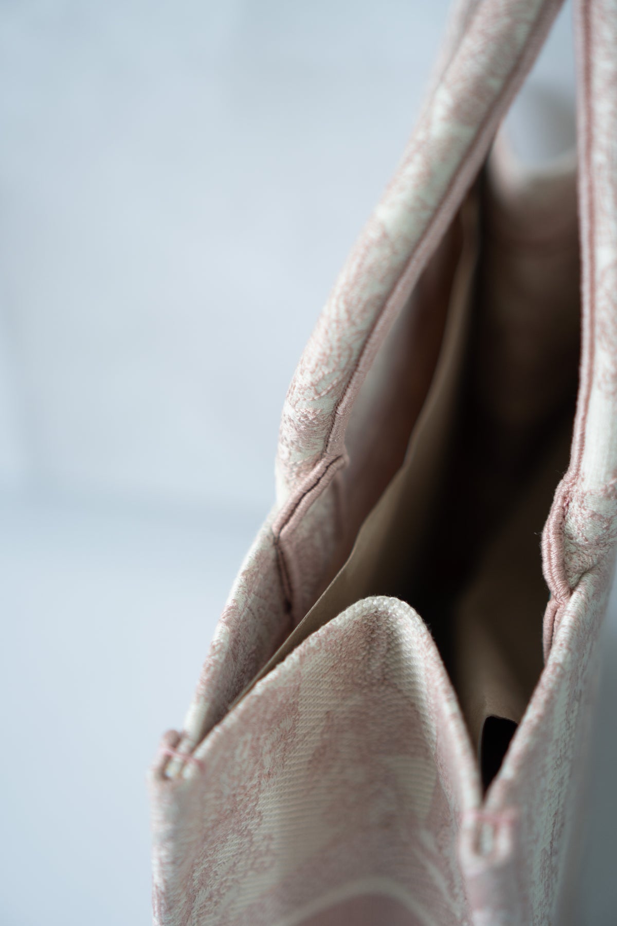 Medium Book Tote – Pink Toile de Jouy Embroidery