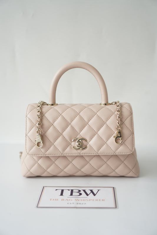 Coco Handle Small – Rose Clair Caviar with Light Gold Hardware