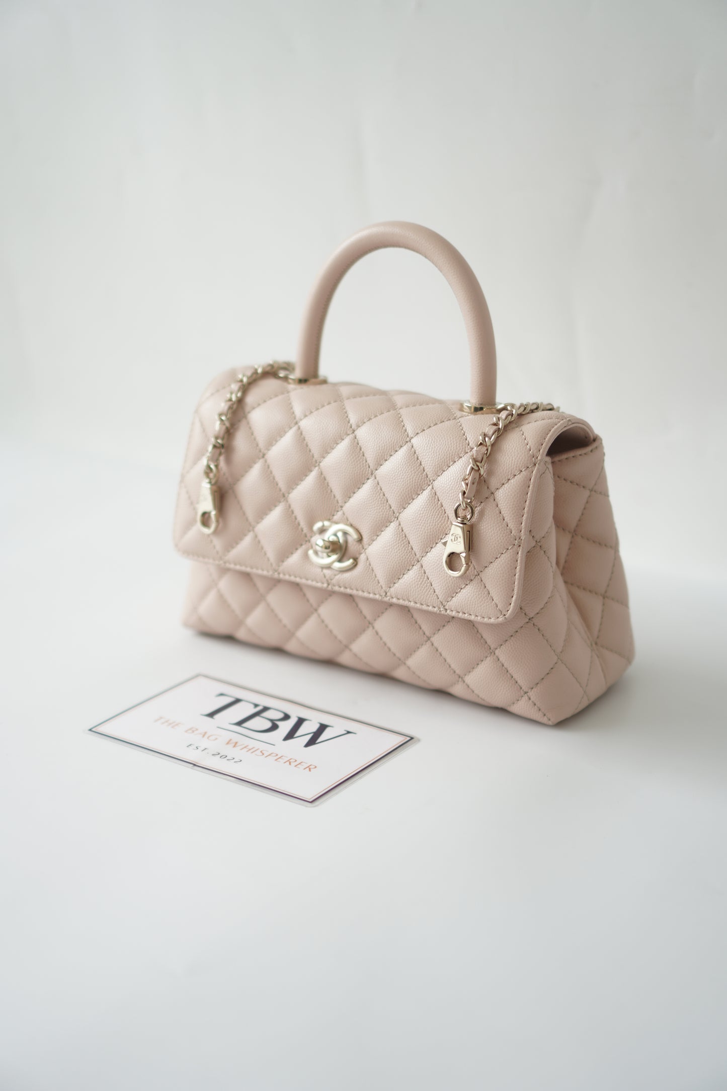 Coco Handle Small – Rose Clair Caviar with Light Gold Hardware