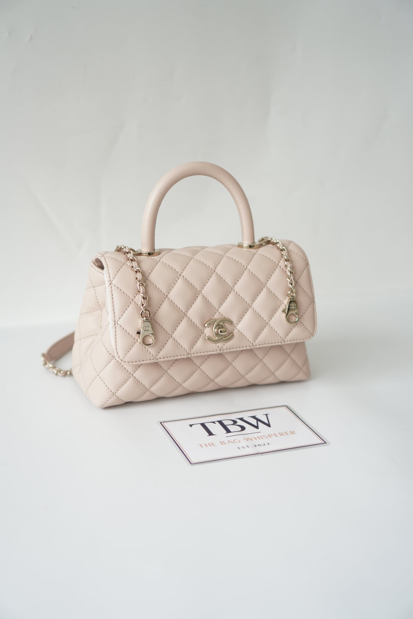 Coco Handle Small – Rose Clair Caviar with Light Gold Hardware