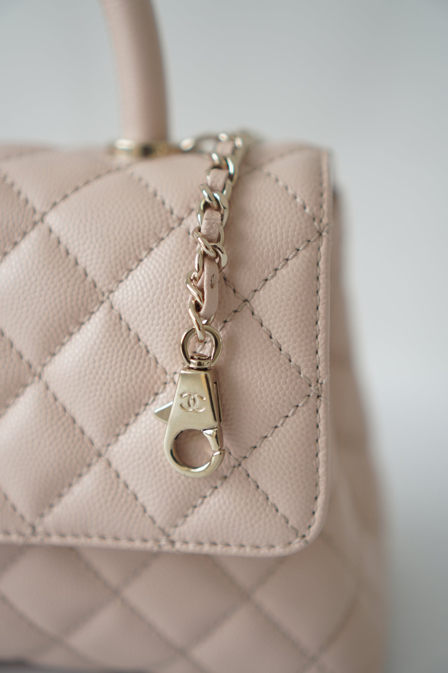 Coco Handle Small – Rose Clair Caviar with Light Gold Hardware