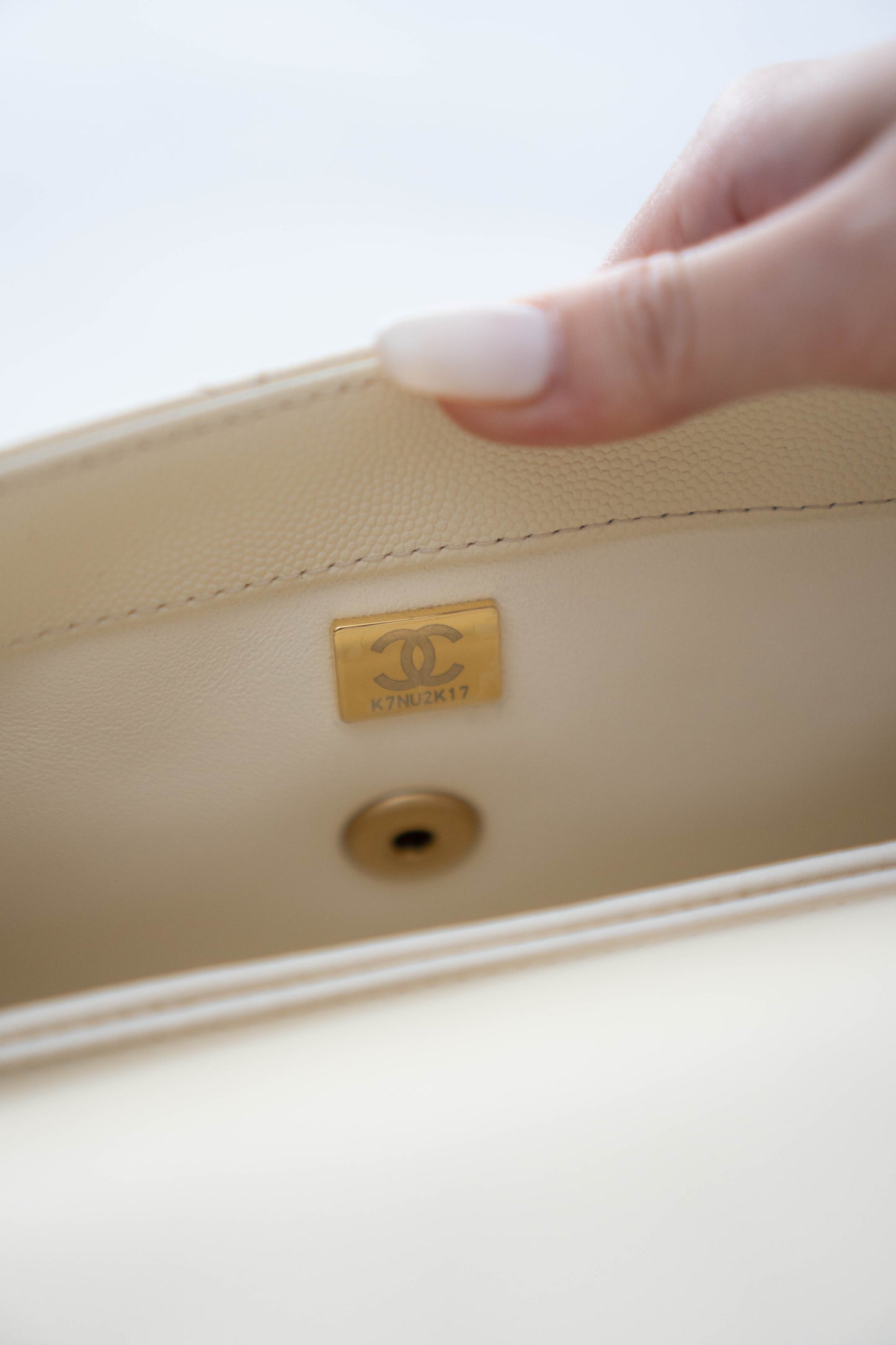 Small Coco Handle in Pearl Caviar Leather & Elaphe Snake Skin with Gold Hardware