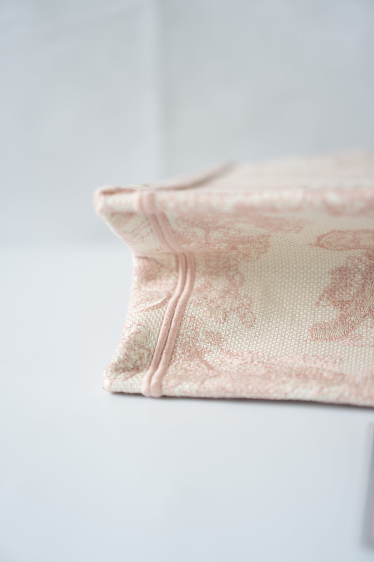 Medium Book Tote – Pink Toile de Jouy Embroidery