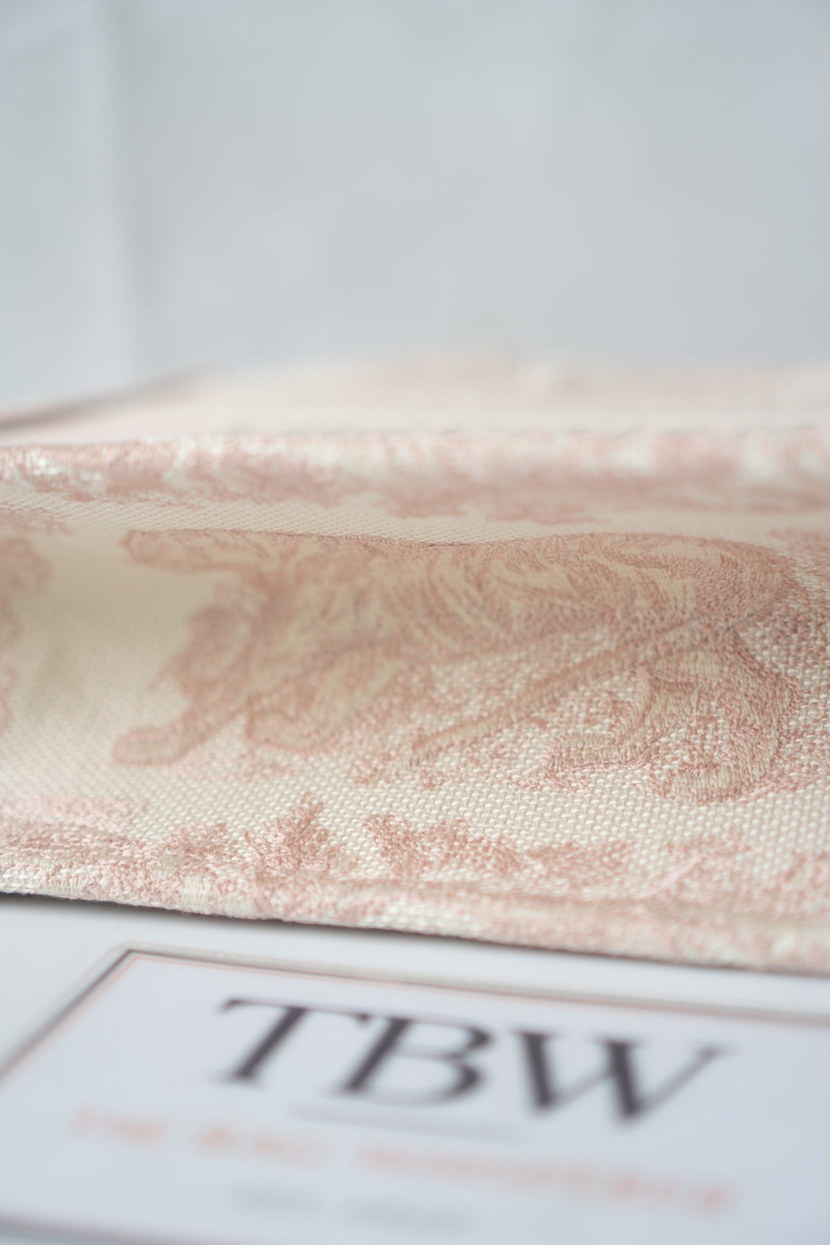 Medium Book Tote – Pink Toile de Jouy Embroidery