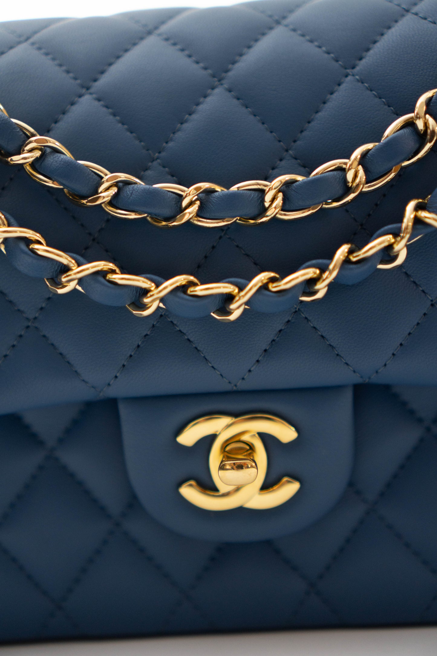 Classic Double Flap Bag in Navy Blue/Dark Blue