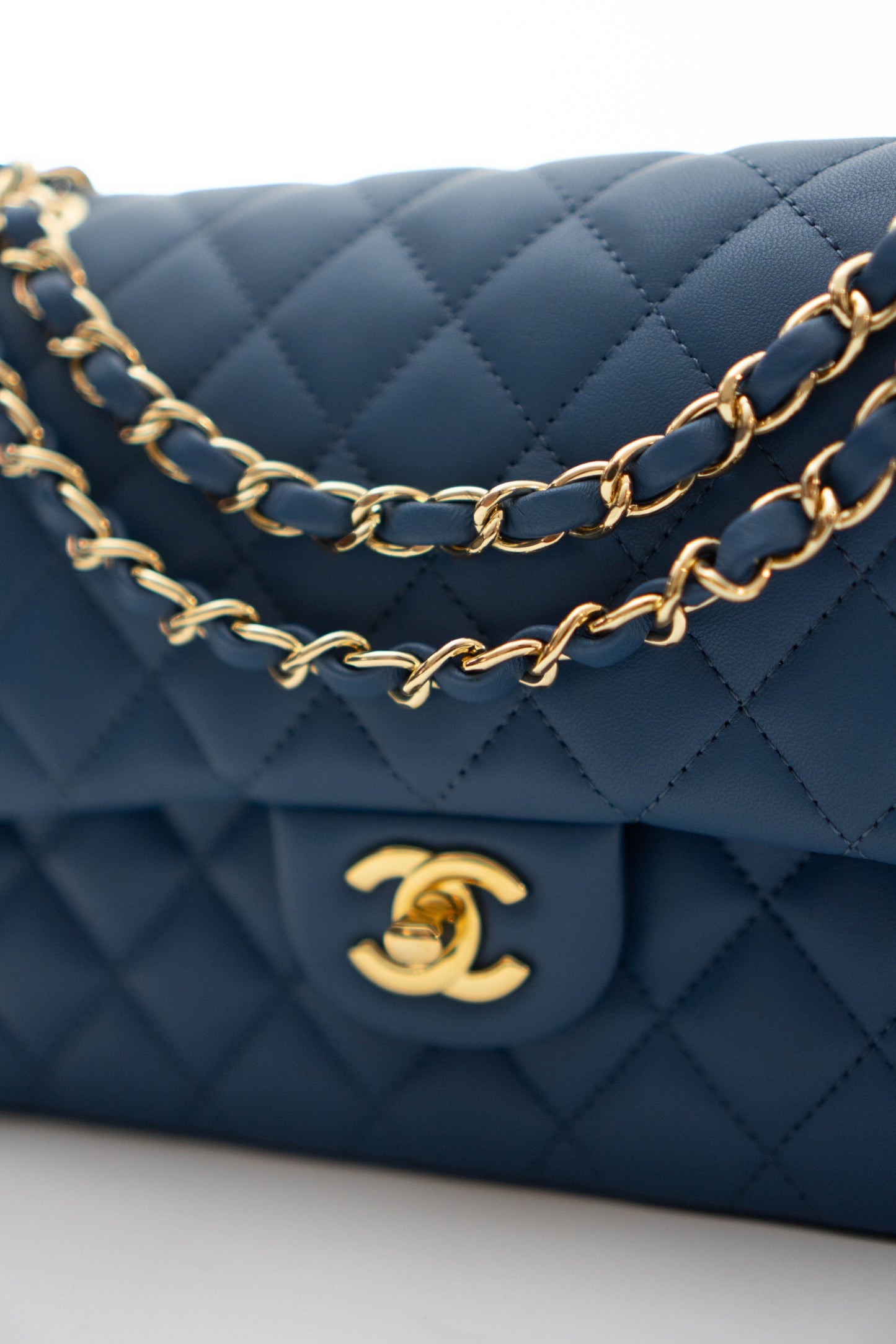 Classic Double Flap Bag in Navy Blue/Dark Blue