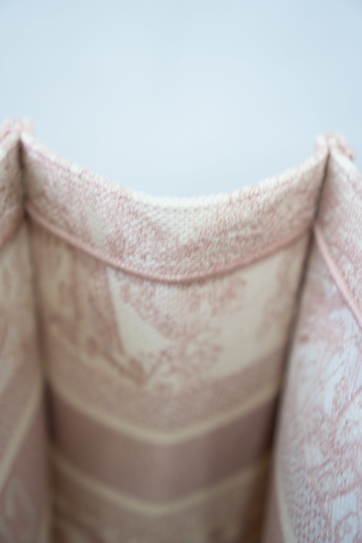 Medium Book Tote – Pink Toile de Jouy Embroidery