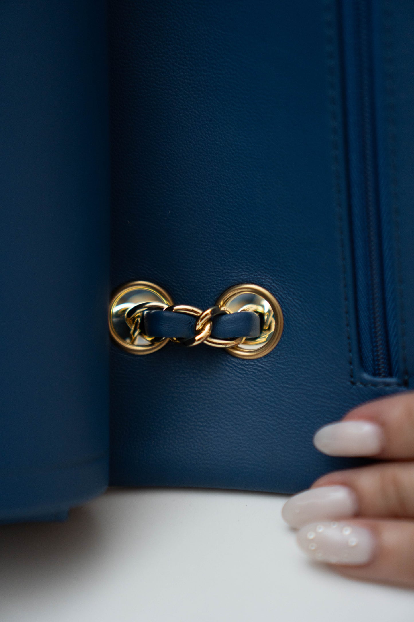 Classic Double Flap Bag in Navy Blue/Dark Blue