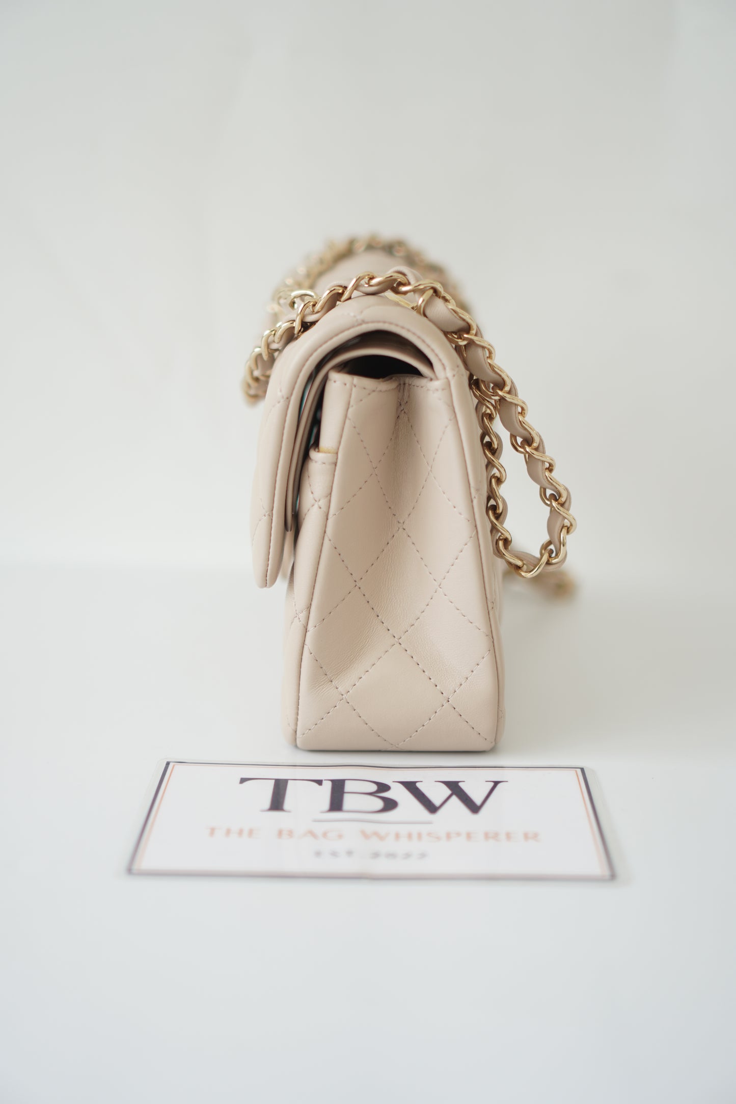 Classic Flap Small – Beige Lambskin with Gold Hardware