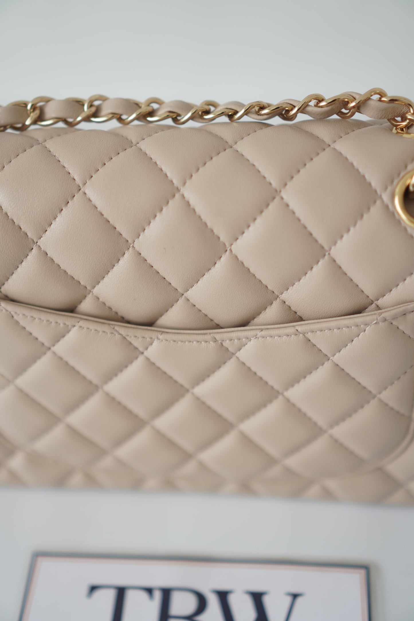 Classic Flap Small – Beige Lambskin with Gold Hardware