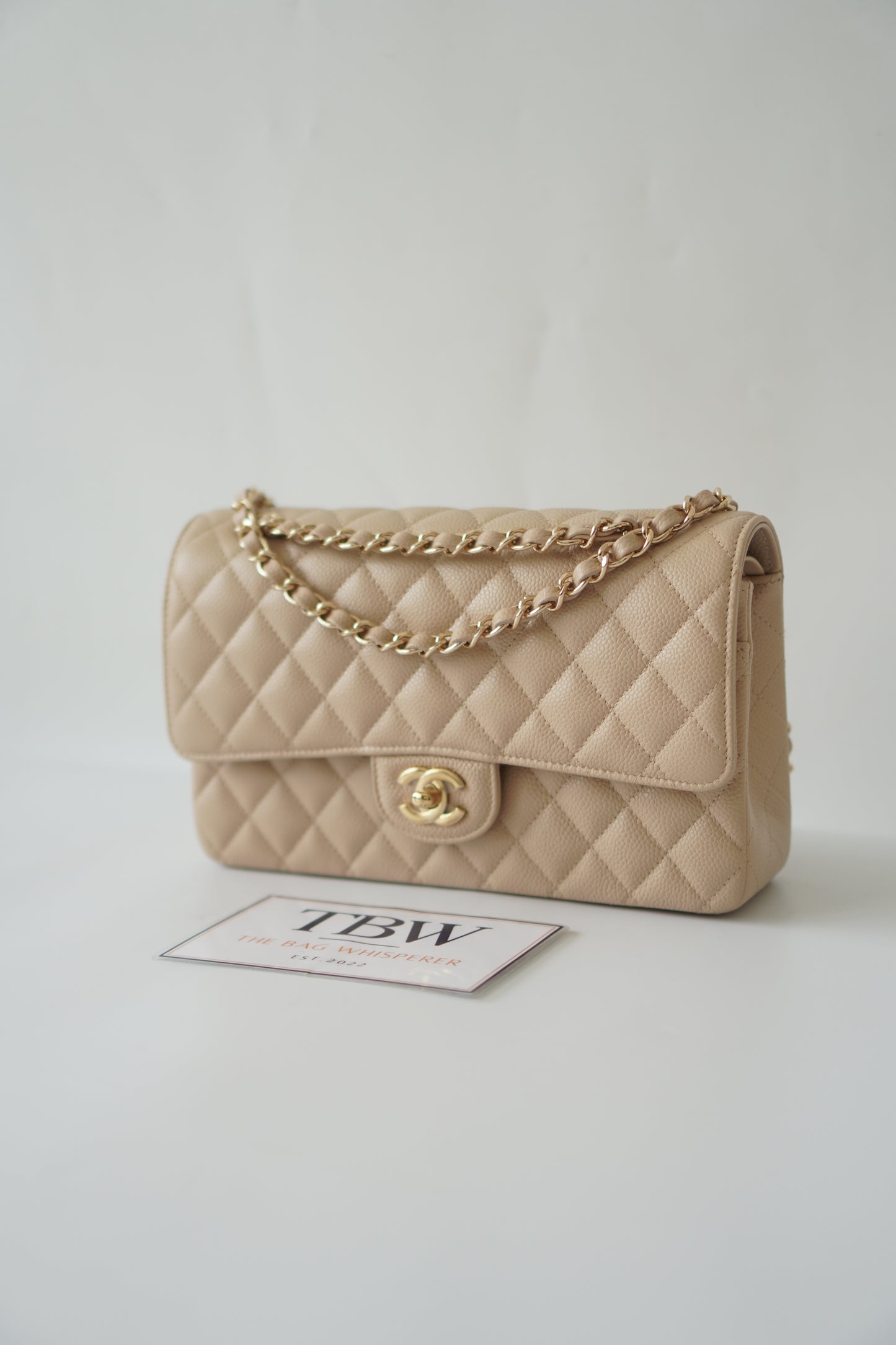 Classic Flap Medium – Beige Clair Caviar with Gold Hardware