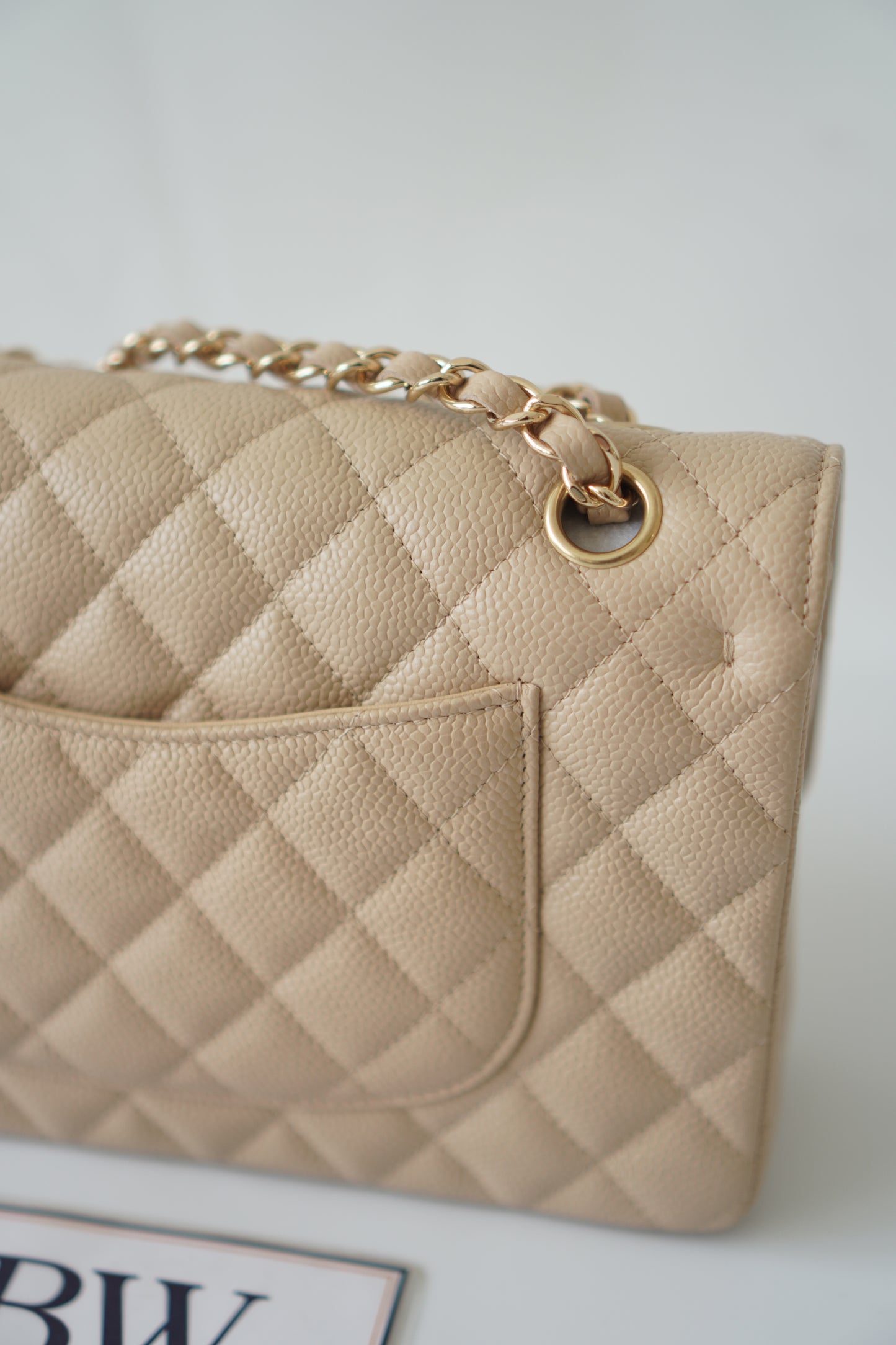 Classic Flap Medium – Beige Clair Caviar with Gold Hardware