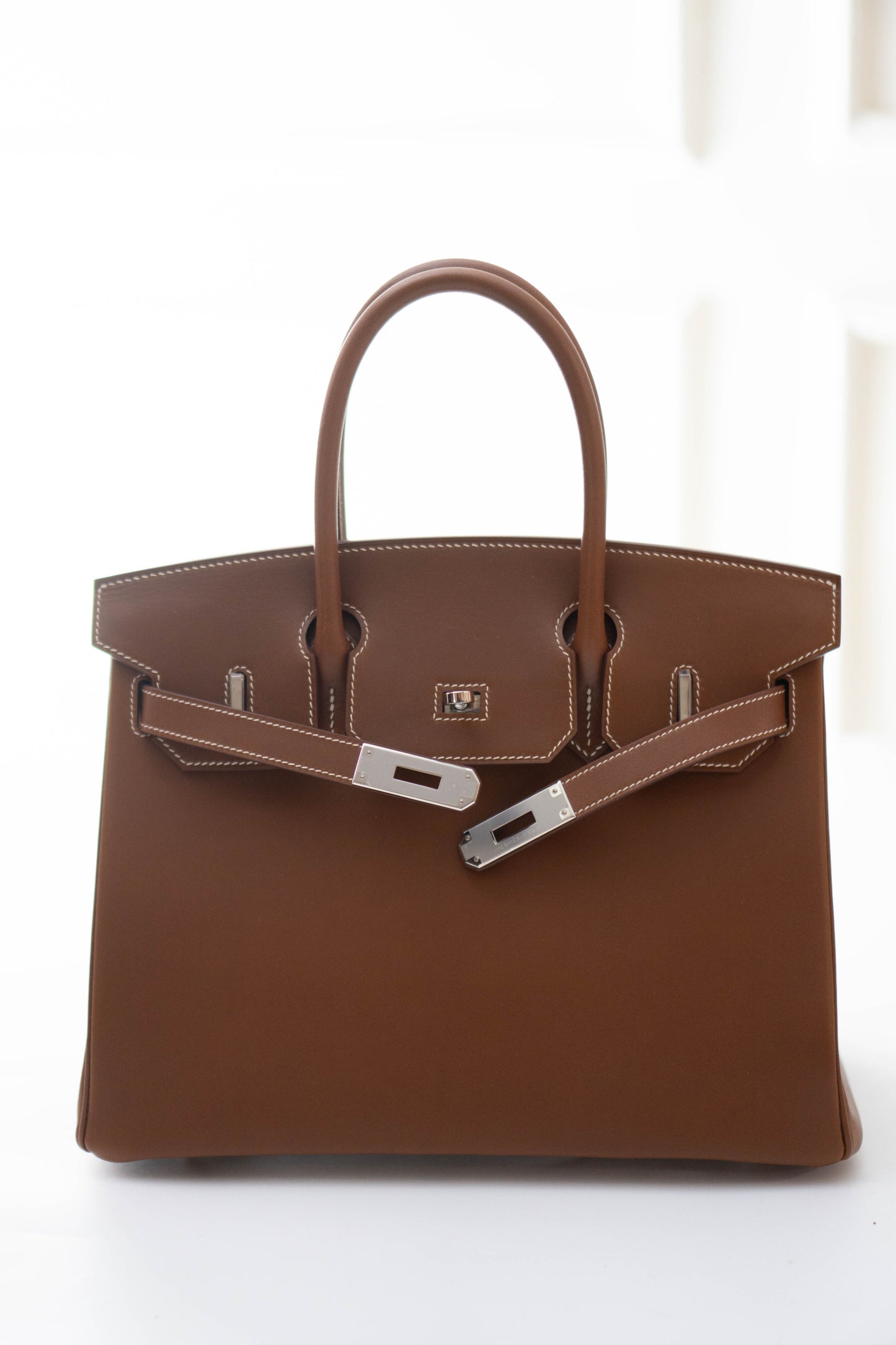 BK 30 in Fauve Barenia Faubourg leather with Palladium Hardware
