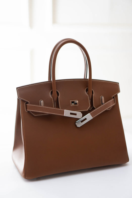 BK 30 in Fauve Barenia Faubourg leather with Palladium Hardware