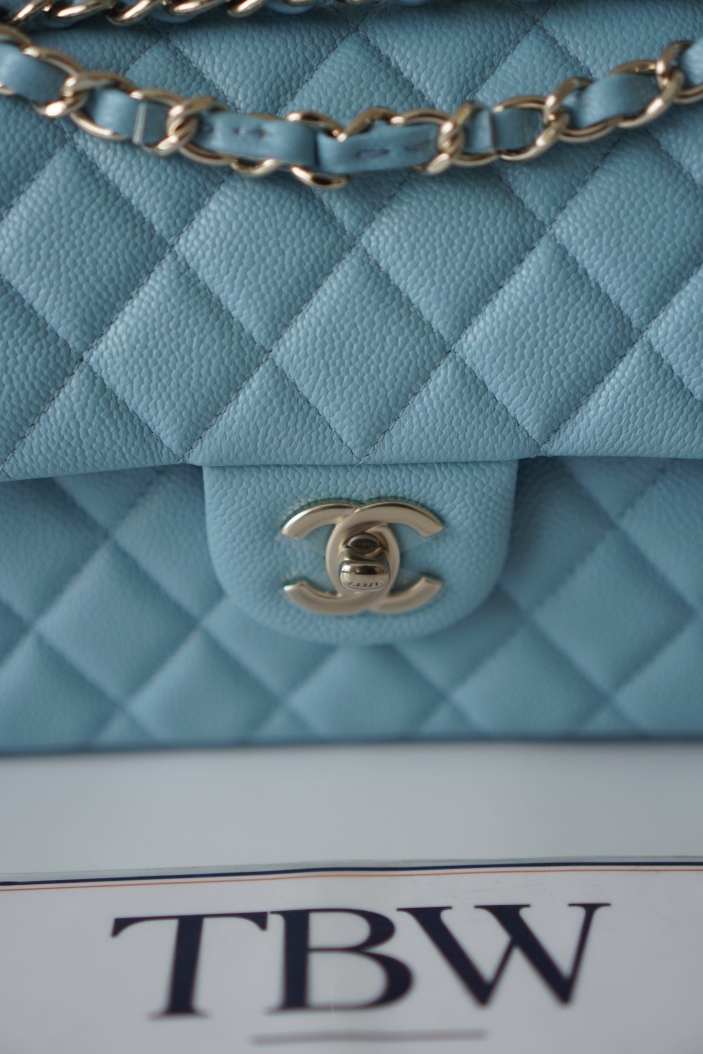 Classic Flap Small – Light Blue Caviar with Silver Hardware