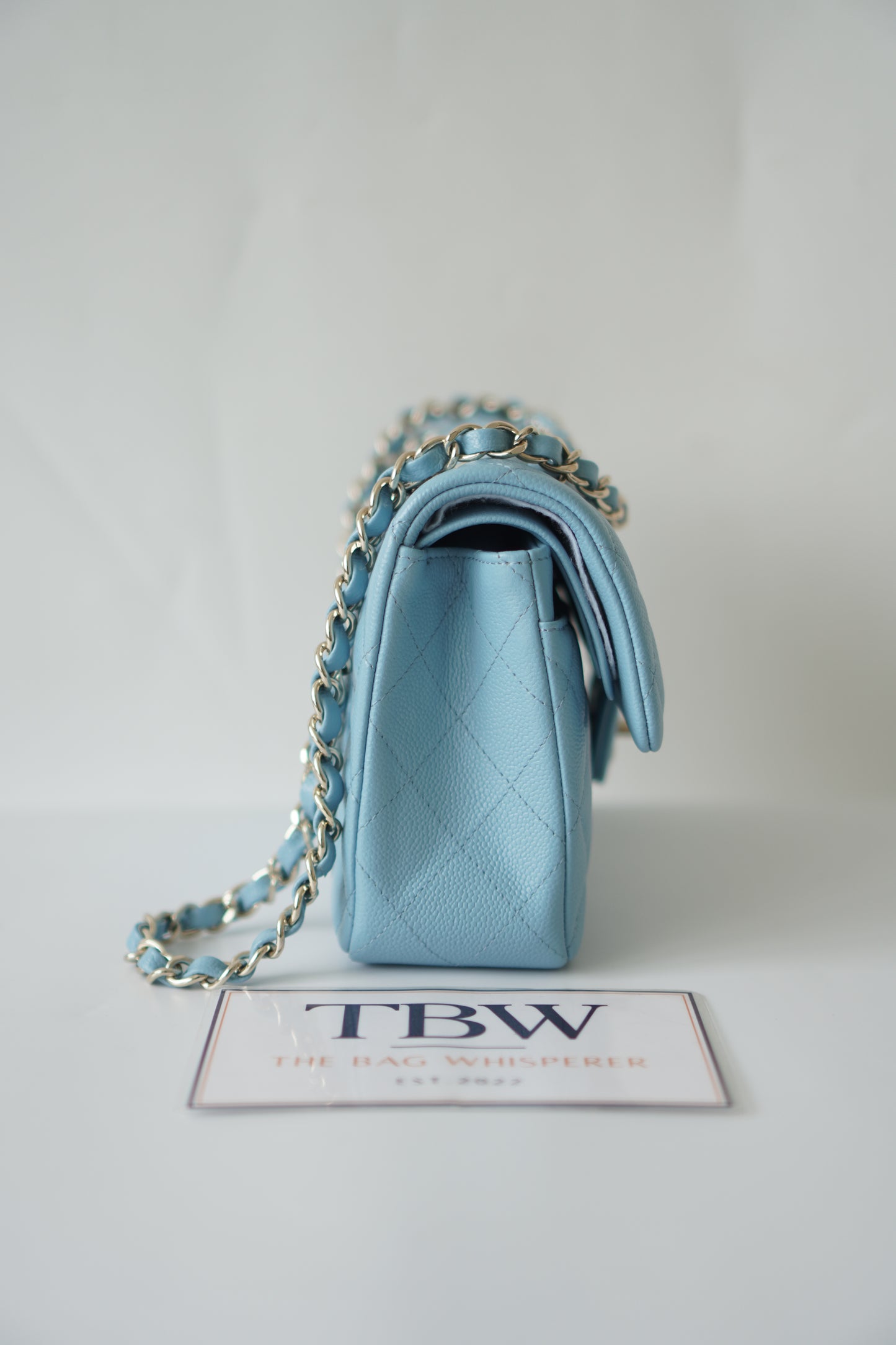 Classic Flap Small – Light Blue Caviar with Silver Hardware