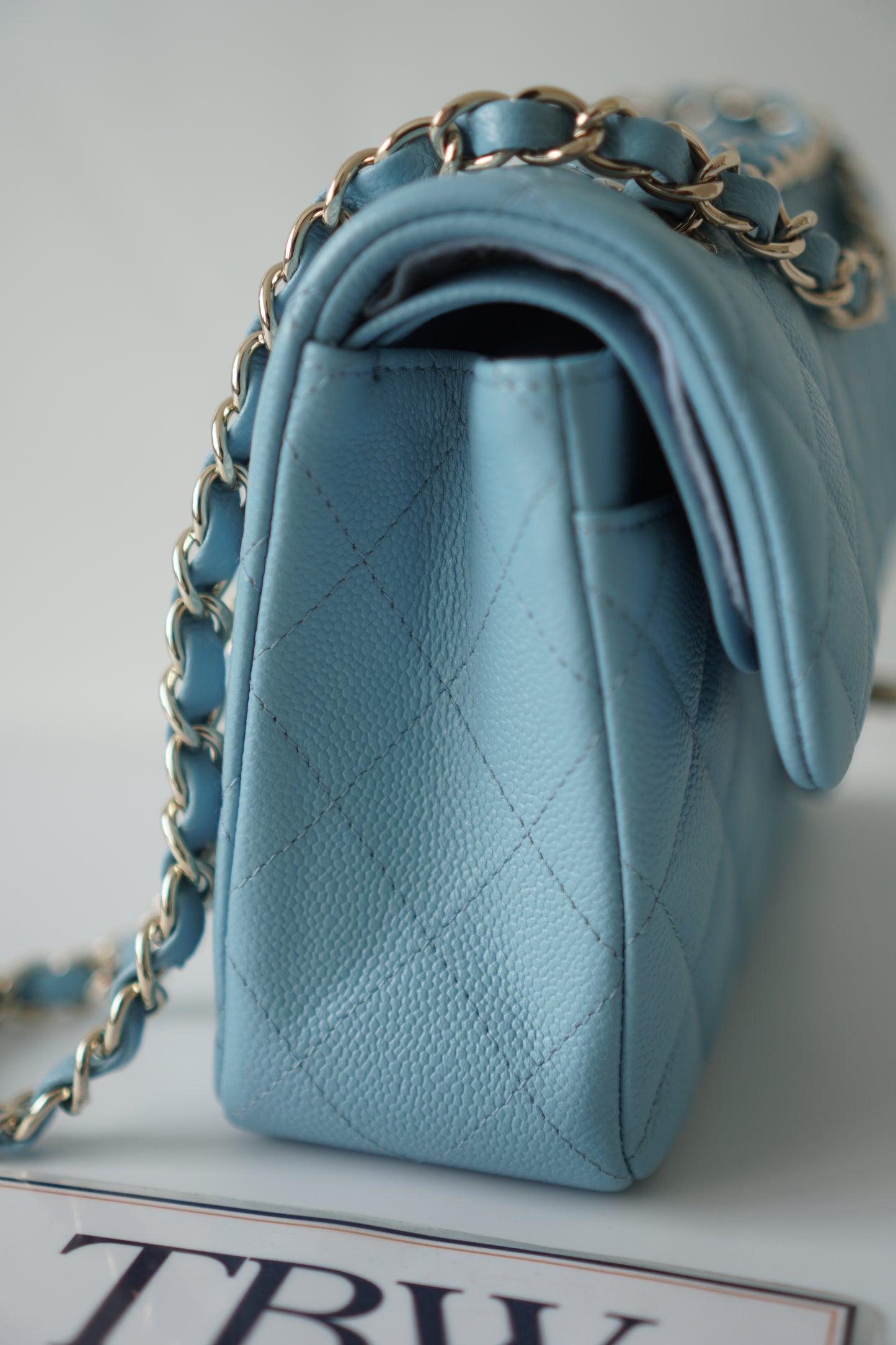 Classic Flap Small – Light Blue Caviar with Silver Hardware