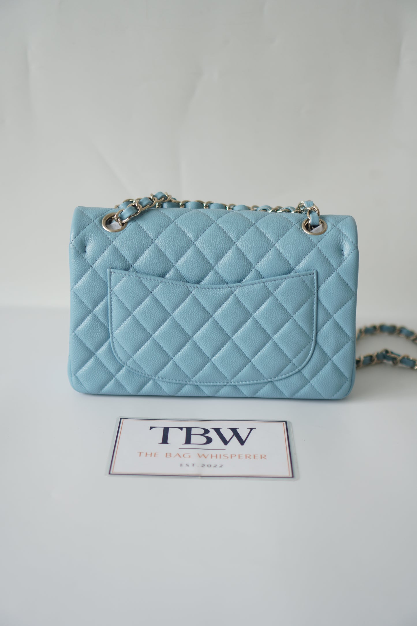 Classic Flap Small – Light Blue Caviar with Silver Hardware