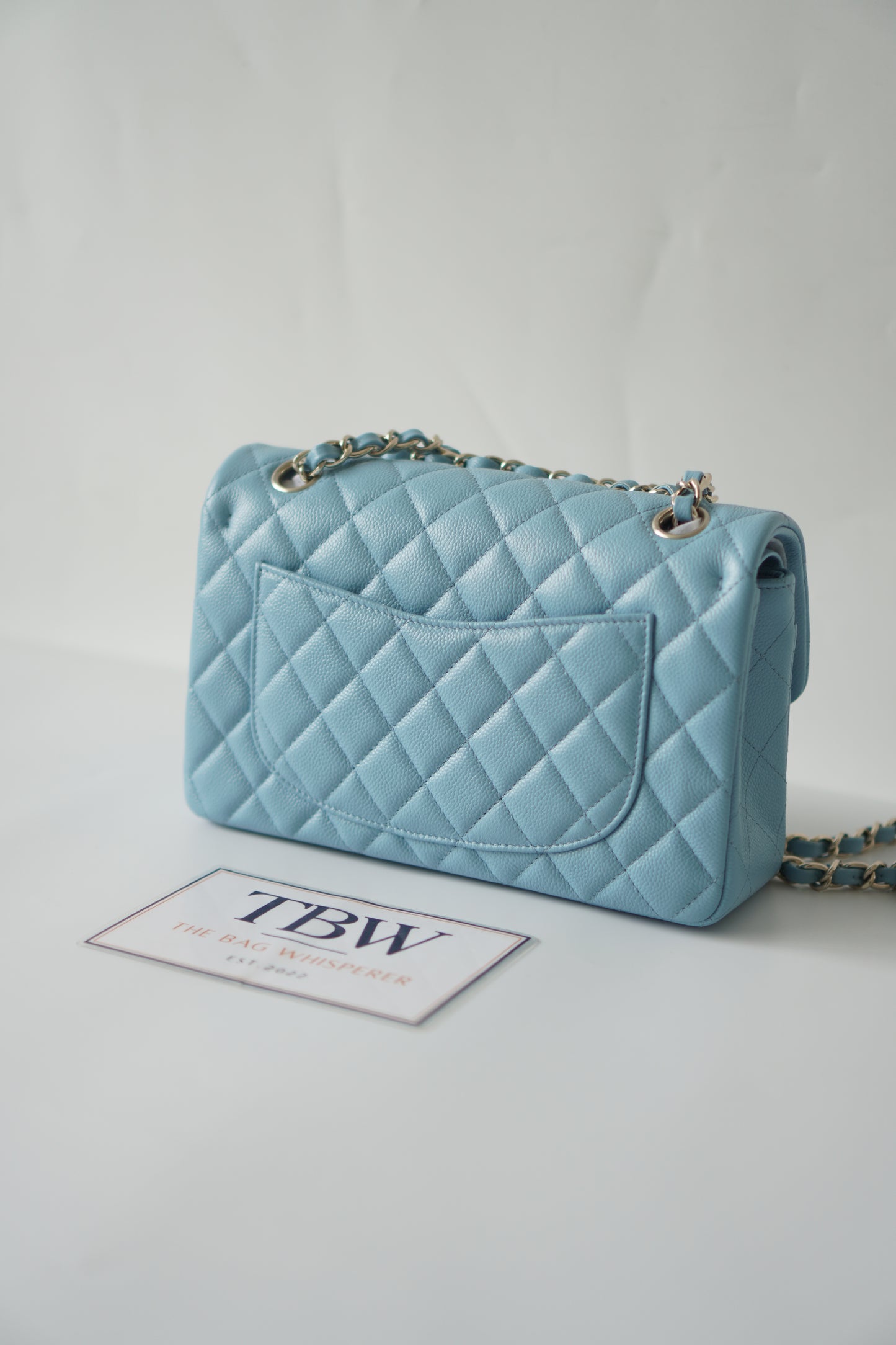 Classic Flap Small – Light Blue Caviar with Silver Hardware
