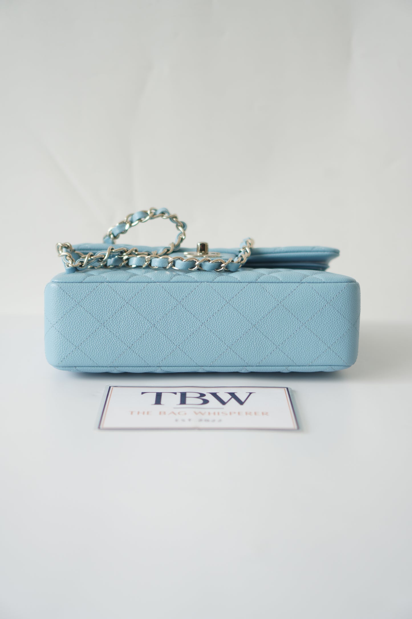 Classic Flap Small – Light Blue Caviar with Silver Hardware
