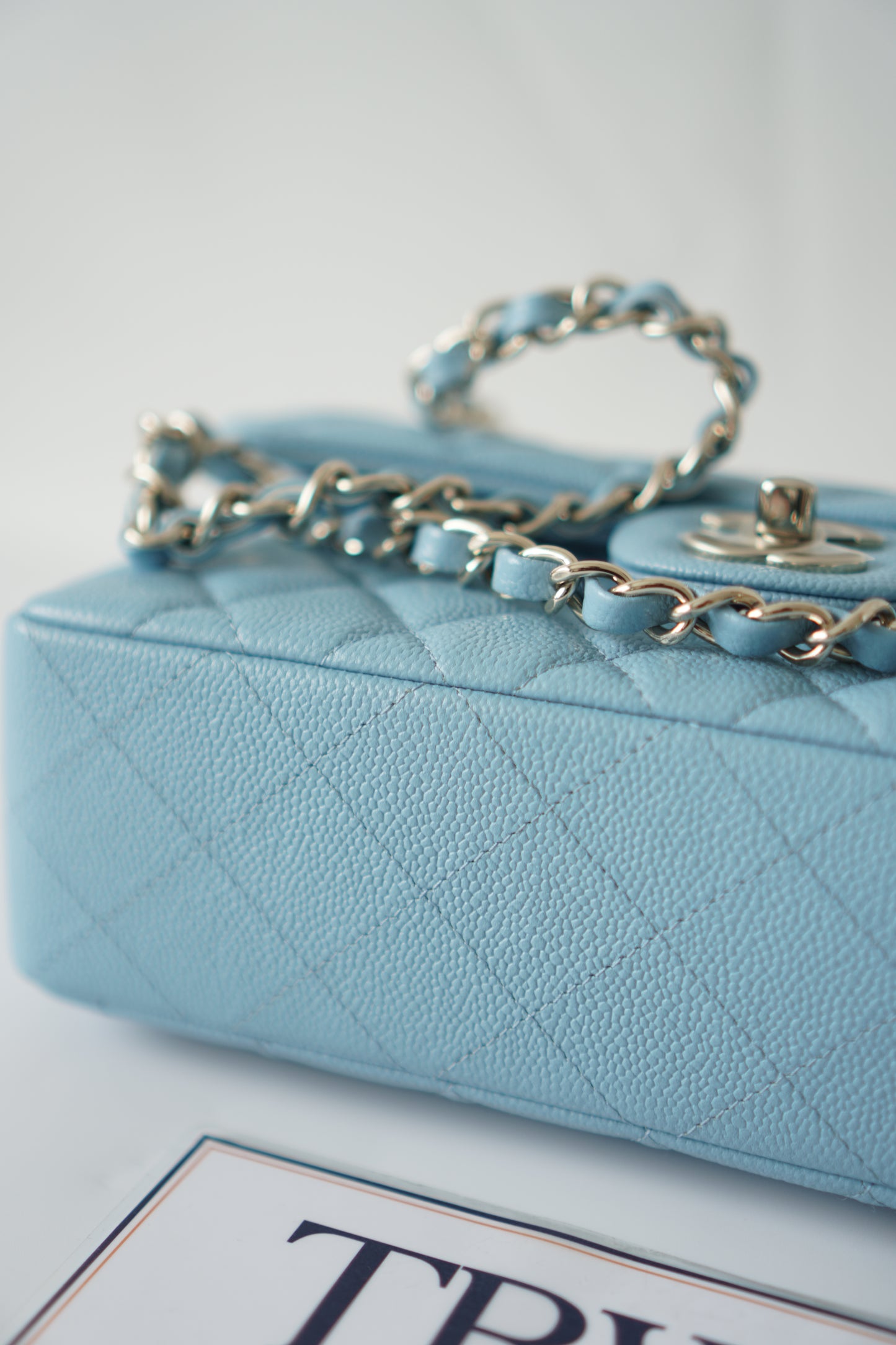 Classic Flap Small – Light Blue Caviar with Silver Hardware