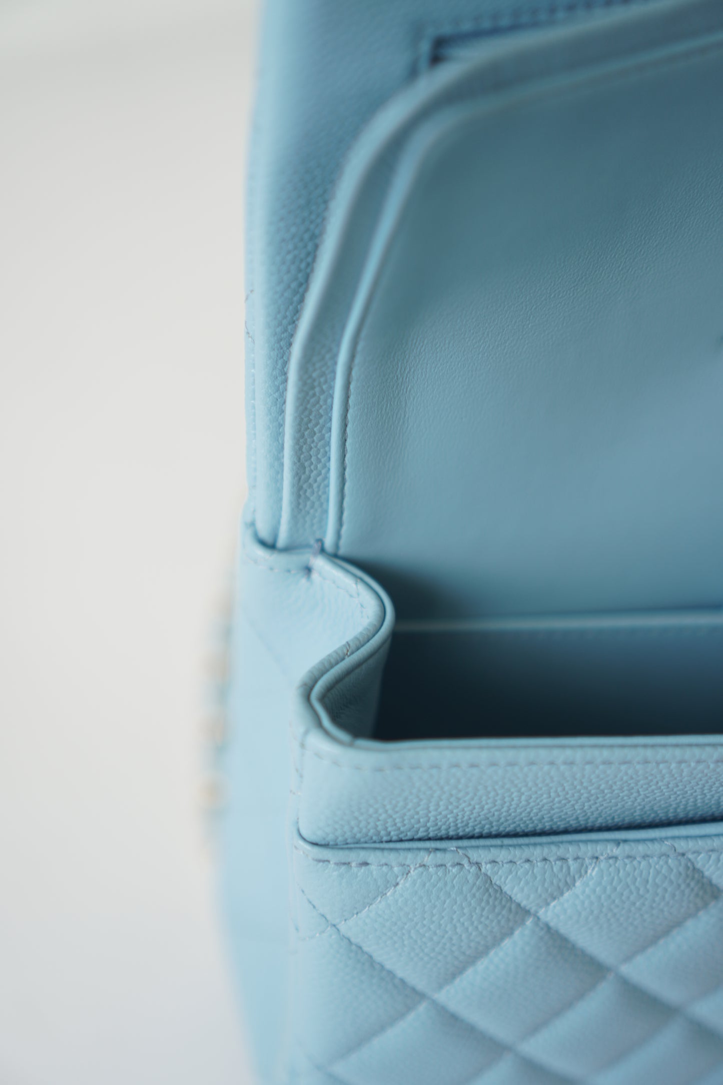 Classic Flap Small – Light Blue Caviar with Silver Hardware